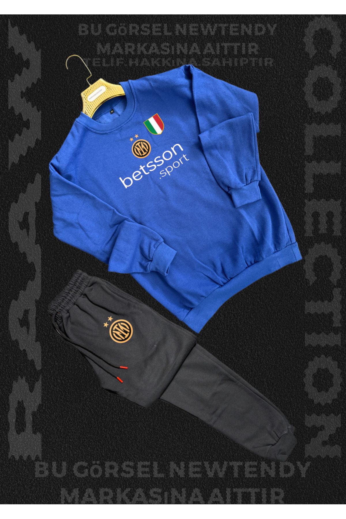 NEW TRENDY COLLECTİON ✅Inter Logolu Bisiklet Sweatshirt ve eşofman Takımı Erkek Taraftar Spor Giyim Seti 2li kombin