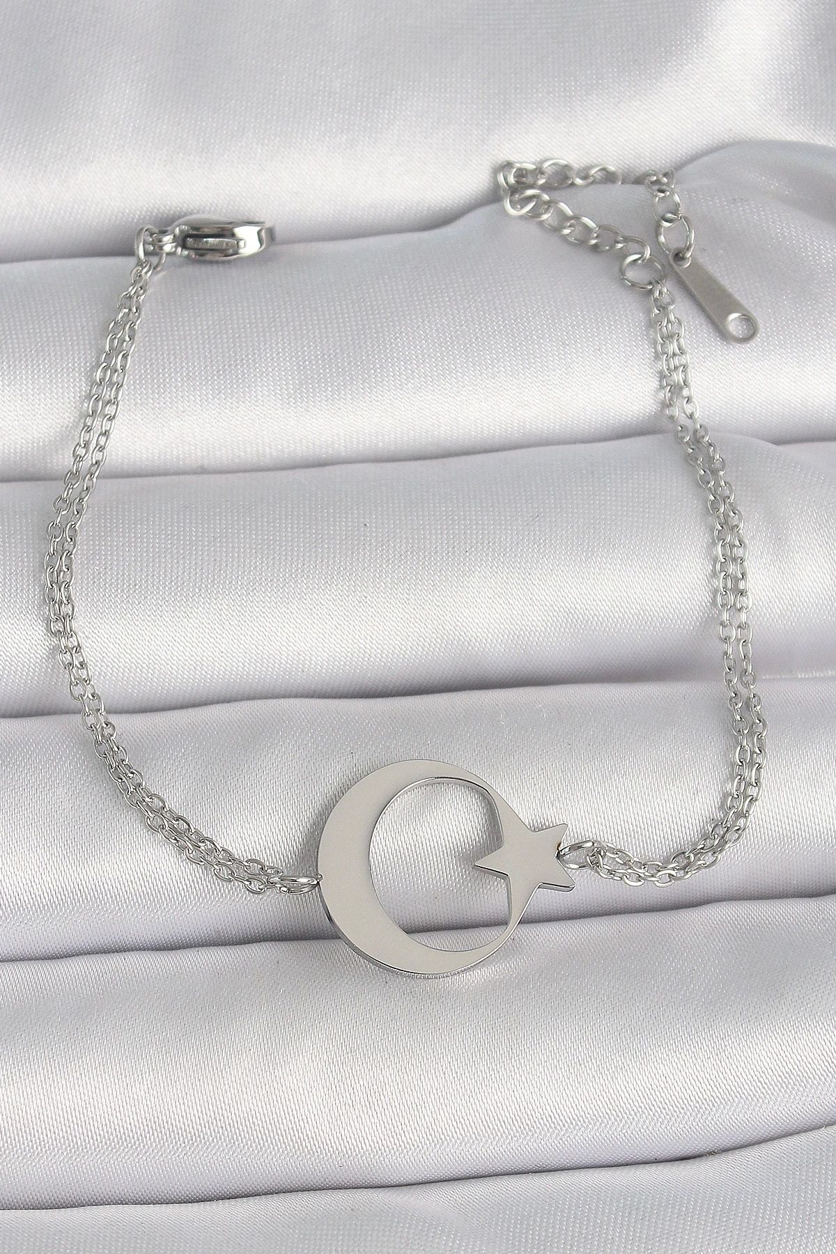 OurStyles 316L Çelik Gümüş Renk Ay Yıldız Model Kadın Bileklik - TJ-BB6662