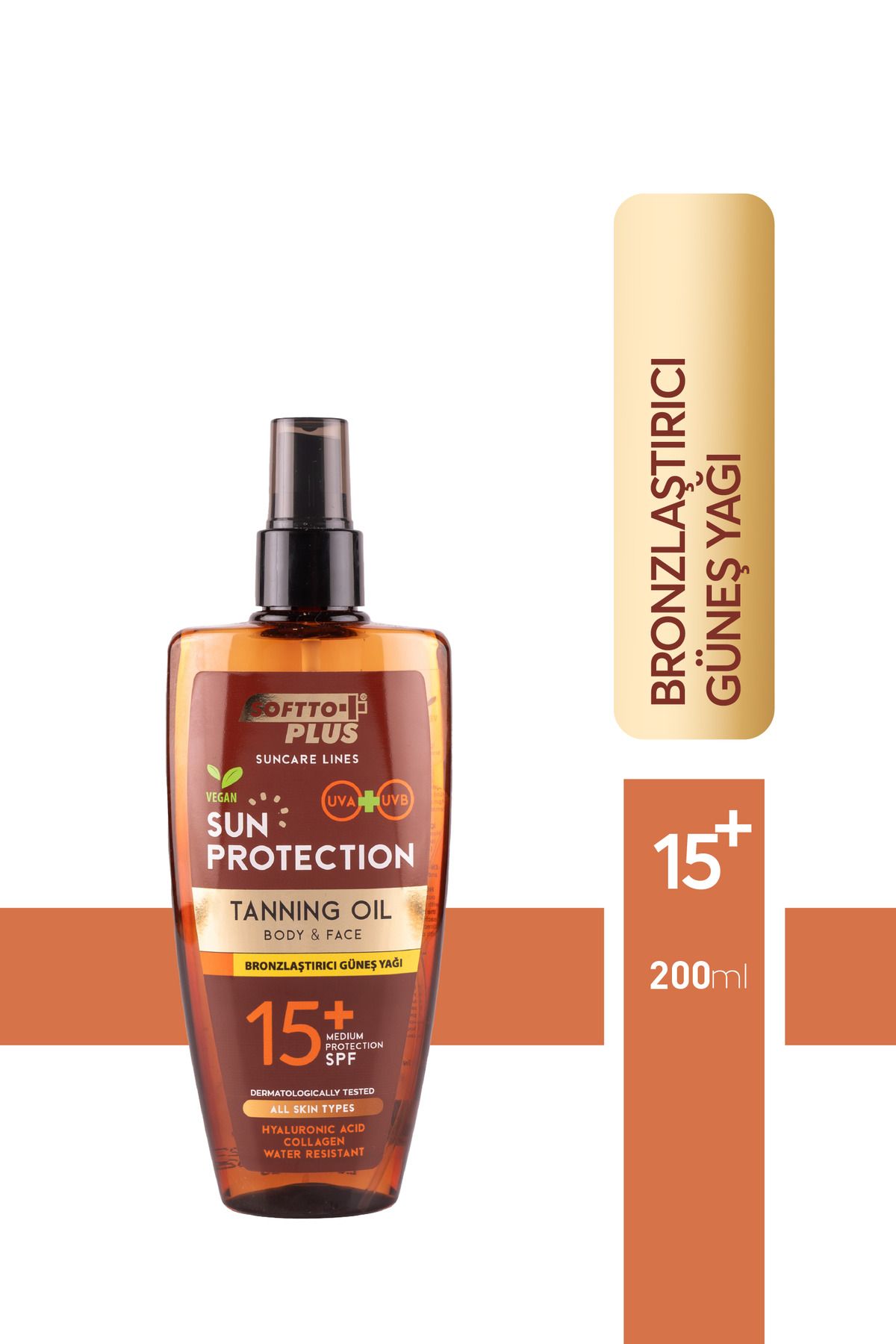 soffto plus Bronzlaştırıcı Güneş Yağı 200 ml Spf15