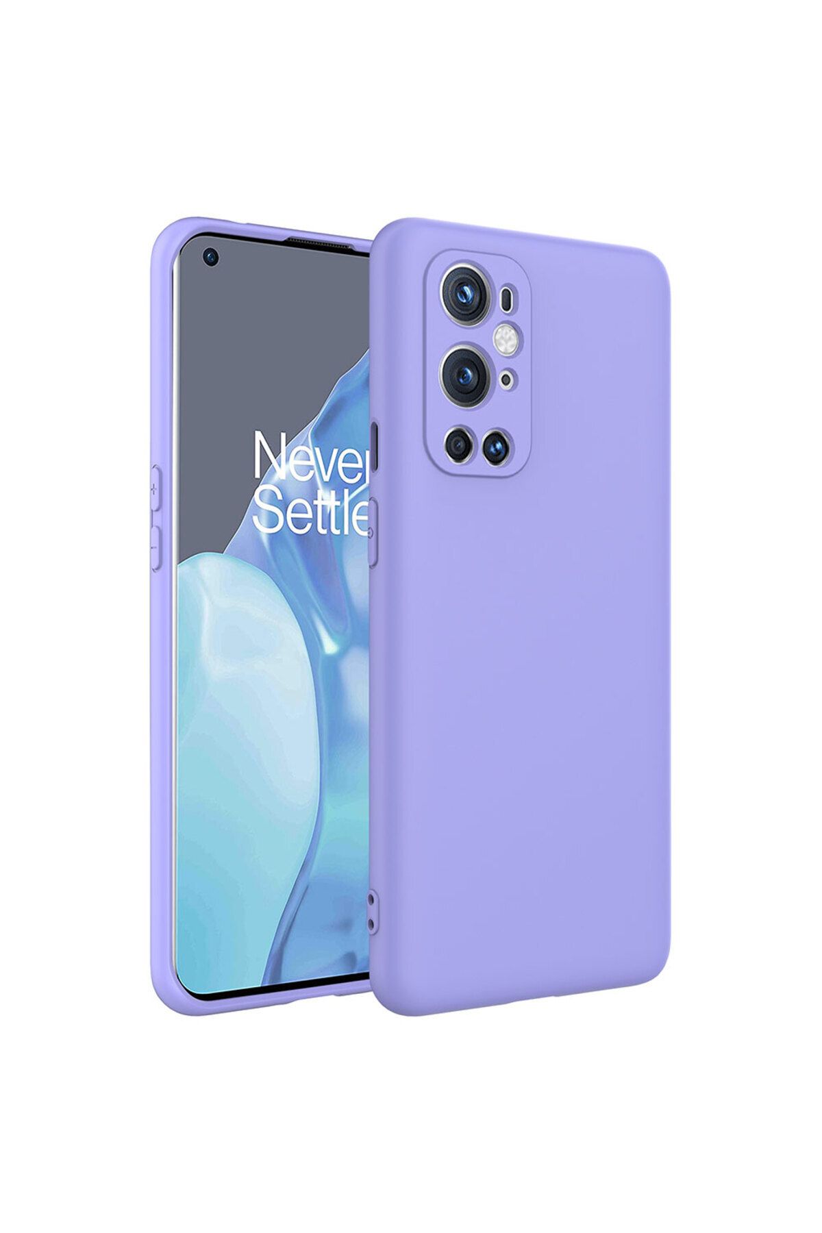 Nevarium One Plus 9 Pro Kılıf Lansman İçi Kadife Kamera Korumalı Mara Silikon Kılıf - Lila