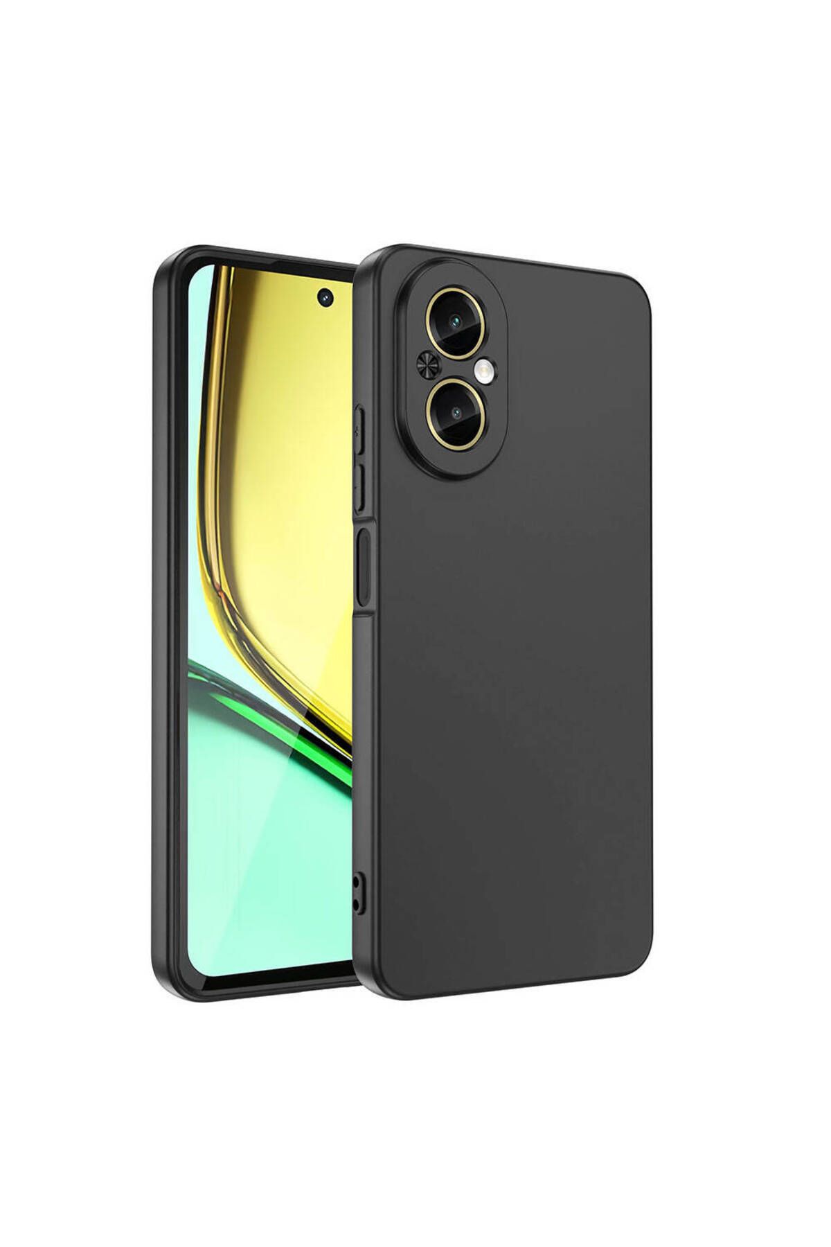 Nevarium Realme 12 Lite Kılıf Lansman İçi Kadife Kamera Korumalı Mara Silikon Kılıf - Siyah