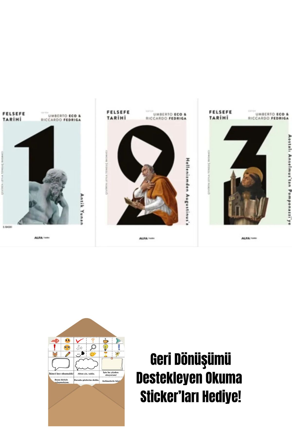 Alfa Yayınları Felsefe Tarihi 3 Kitap Set / Umberto Eco + Okuma Sticker'ları