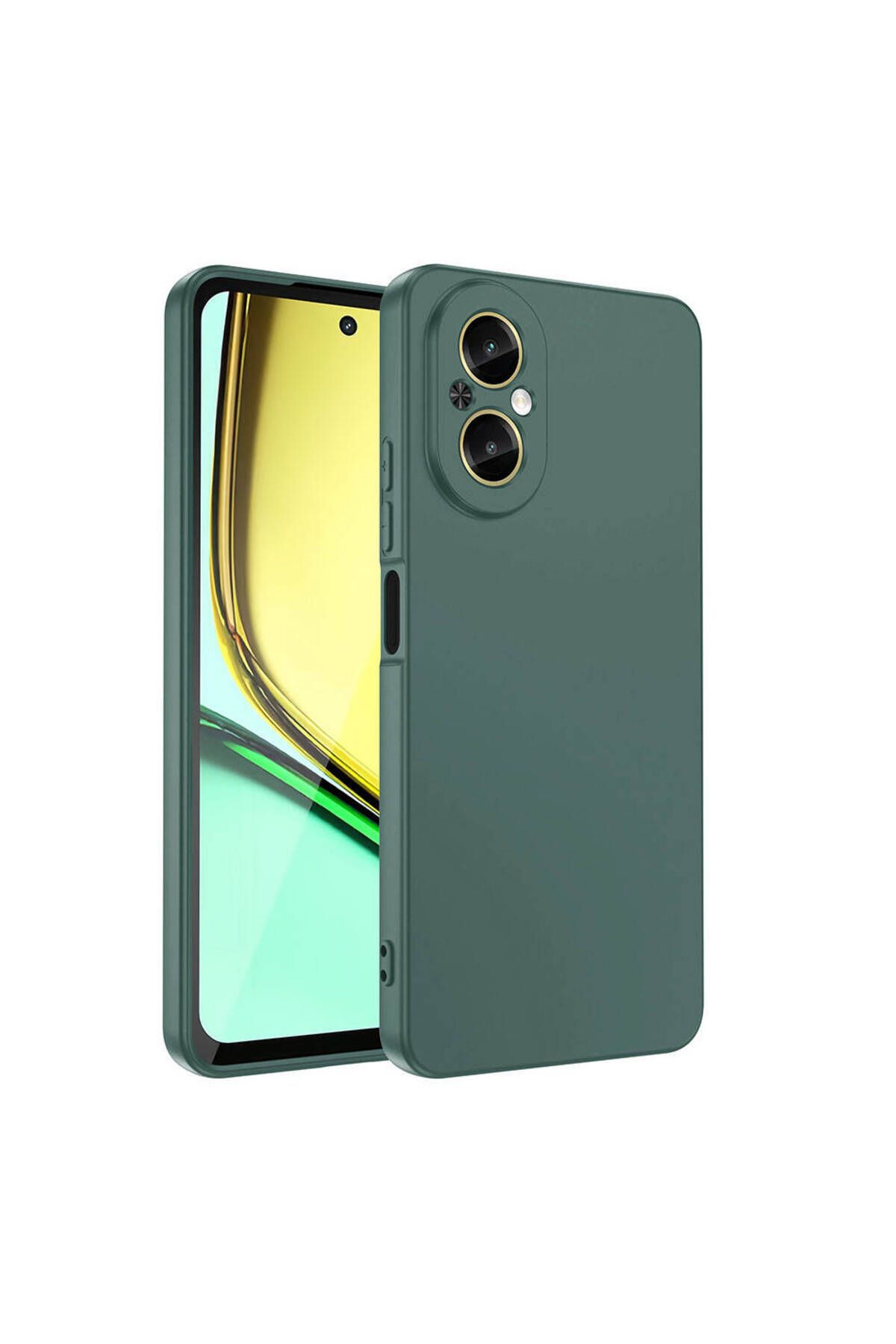 Nevarium Realme 12 Lite Kılıf Lansman İçi Kadife Kamera Korumalı Mara Silikon Kılıf - Koyu Yeşil