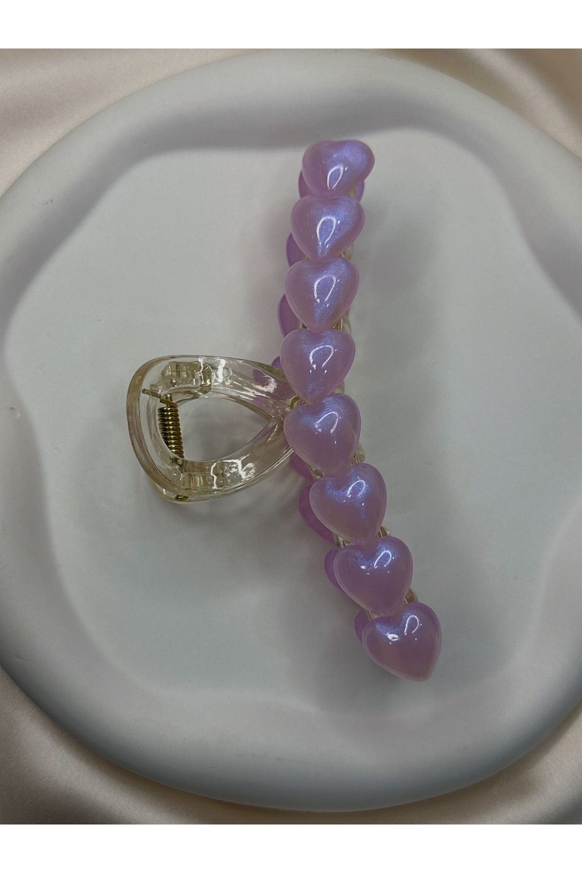 asal jewelry Pembe Kalpli Hologram Kıskaçlı Toka
