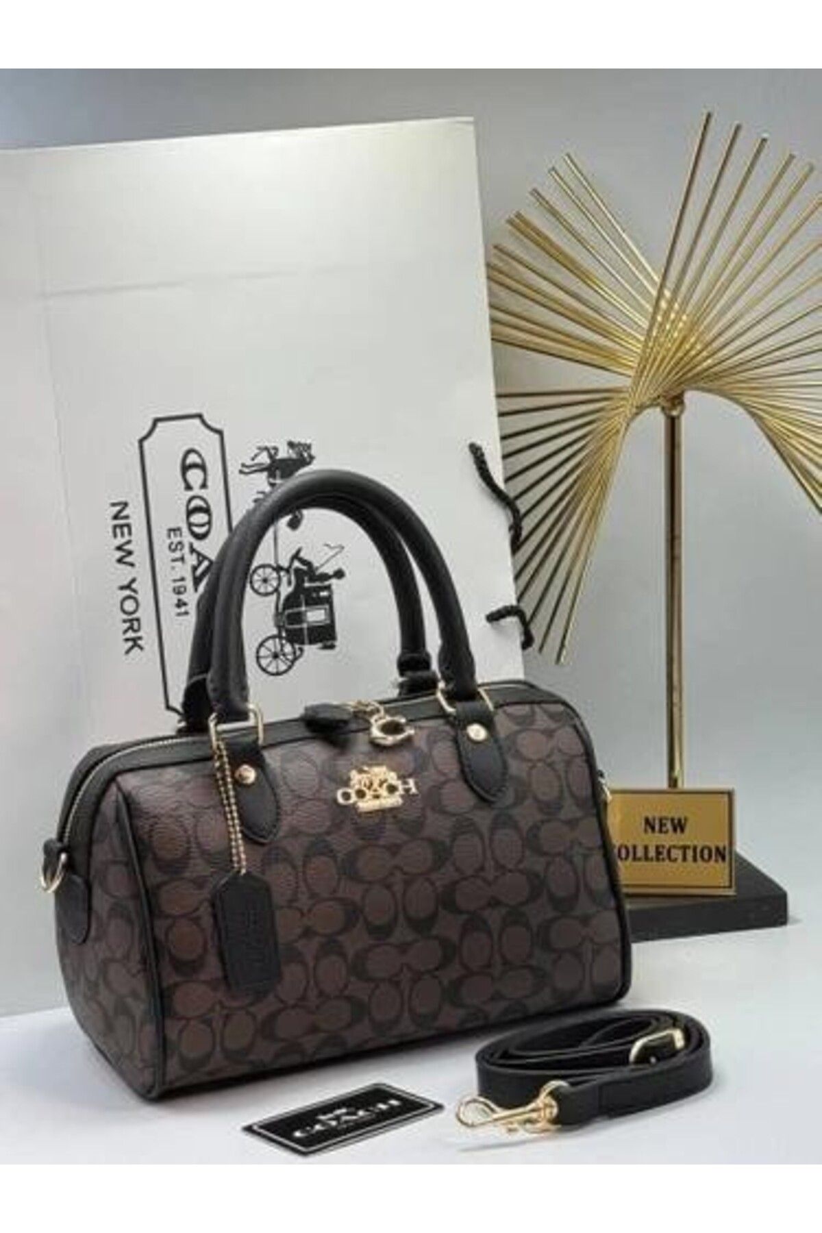Dorcha Coach Bag Siyah-Acı Kahve Çanta