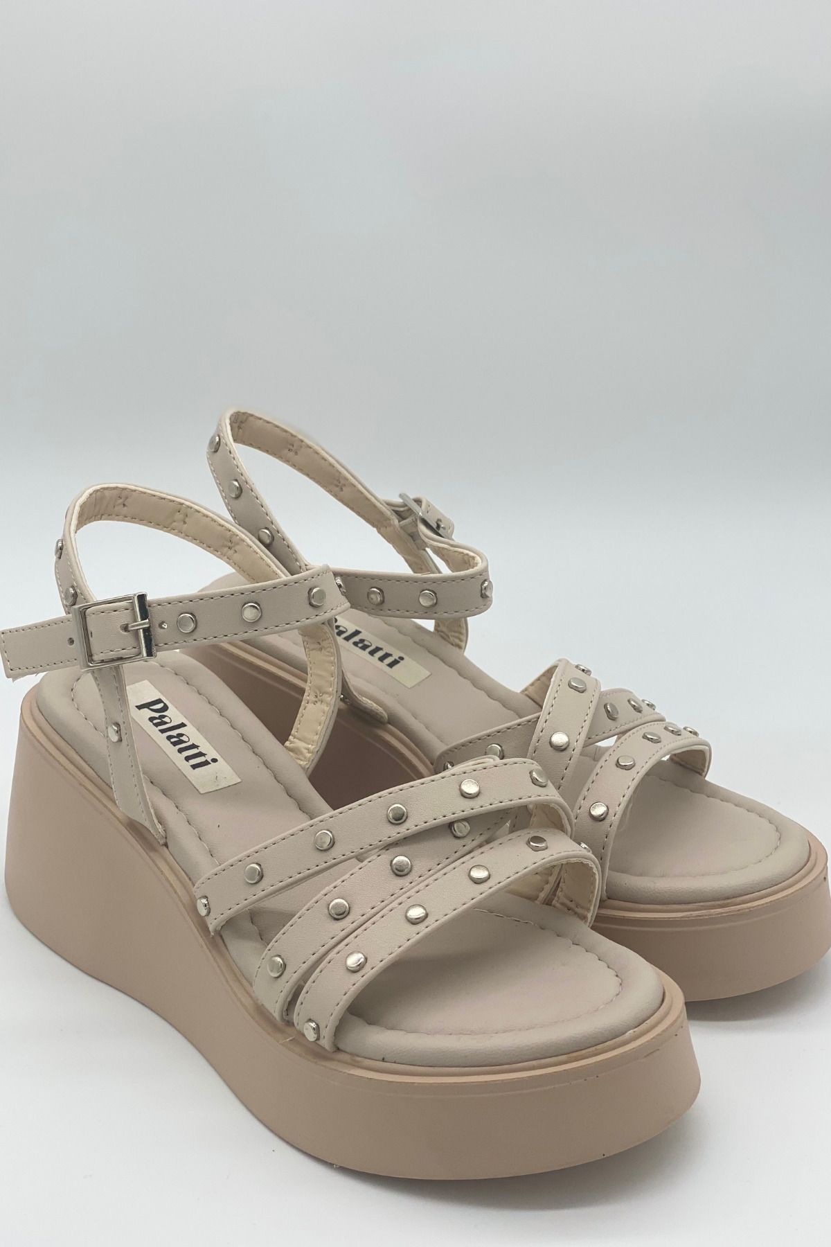 palatti shoes Çapraz Üç Bantlı Troklu Kadın Sandalet