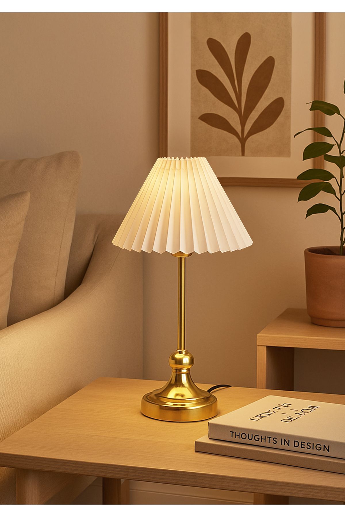 HOMİNG Homing Pileli Abajur Gold 241944
