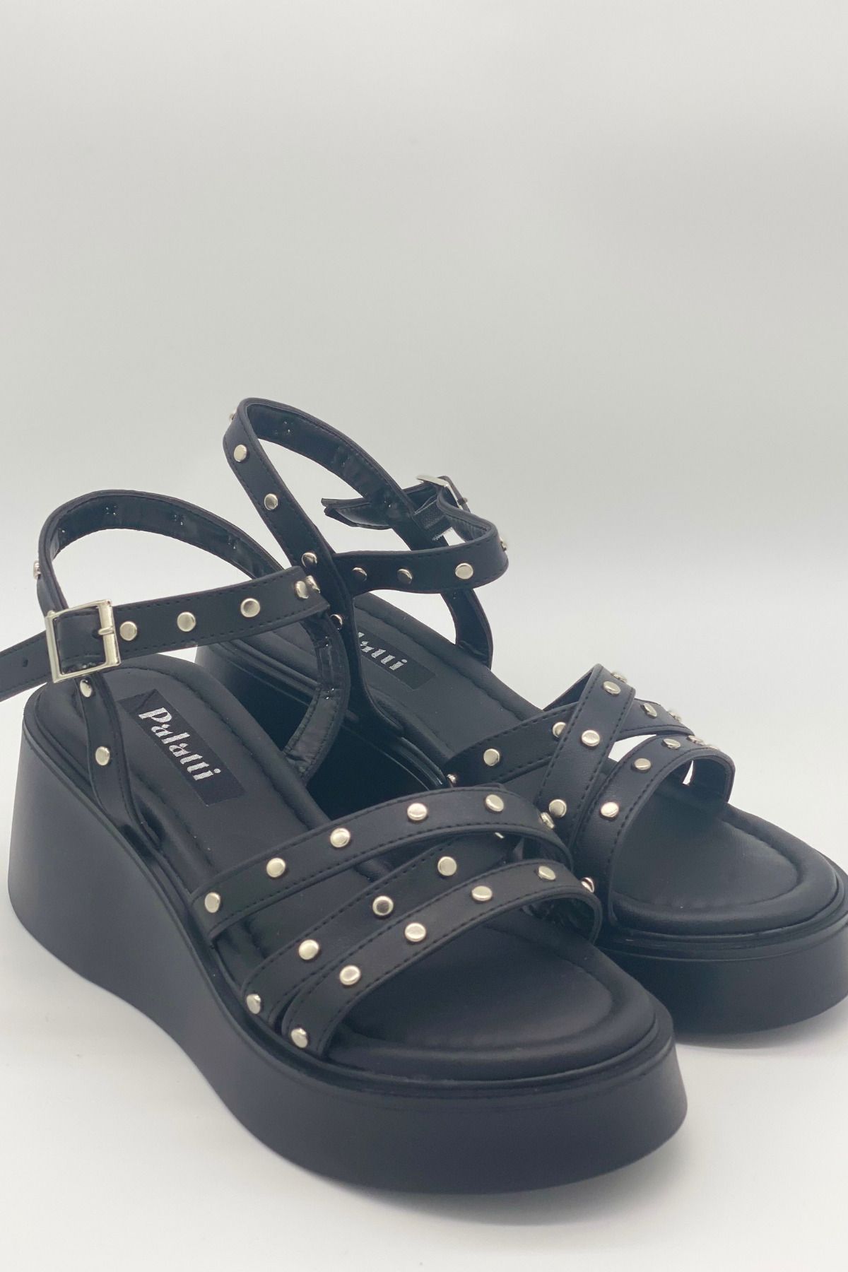 palatti shoes Çapraz Üç Bantlı Troklu Kadın Sandalet