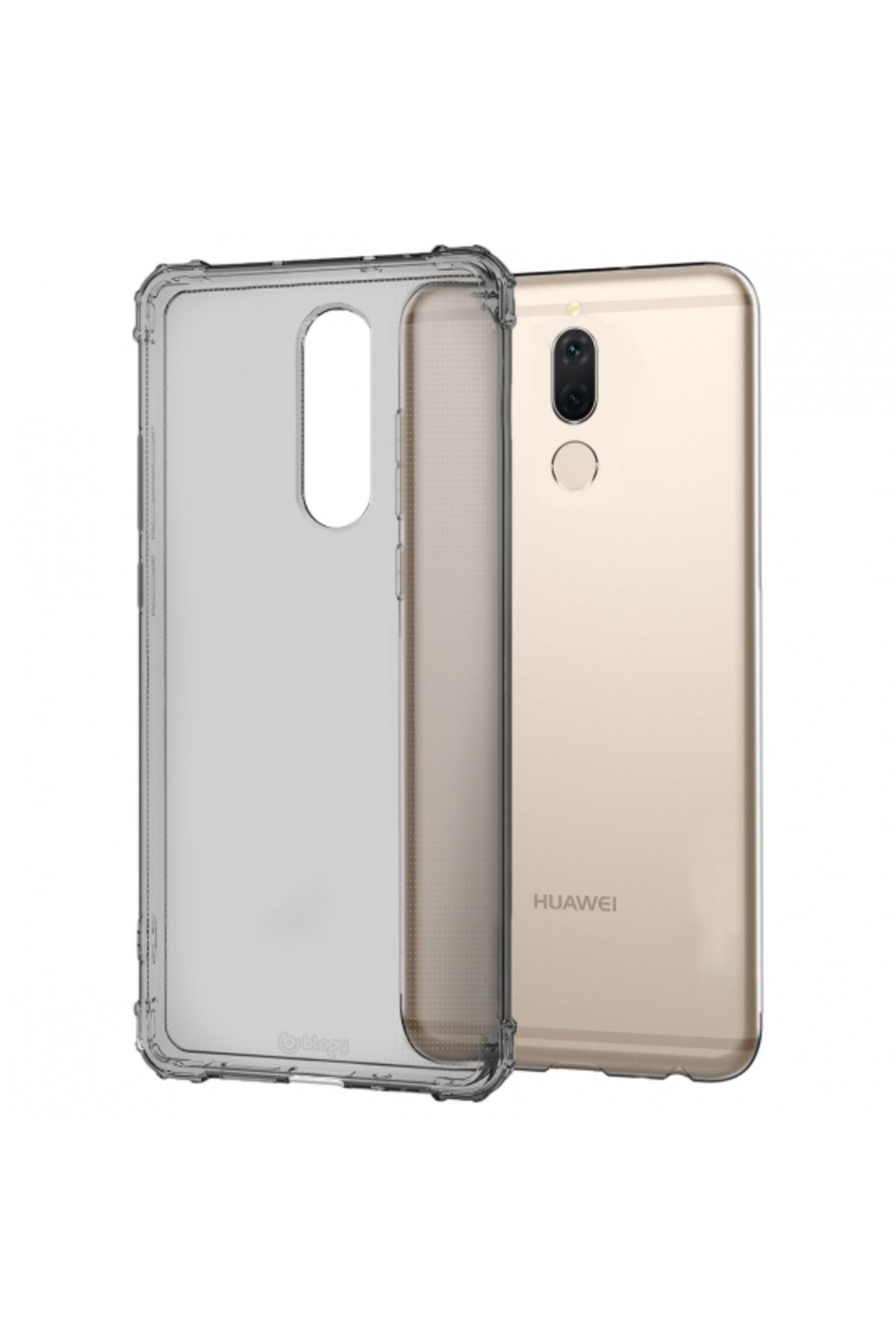 BLOGY Mate 10 Lite ile Uyumlu Crystal Fit Kılıf Smoke Black