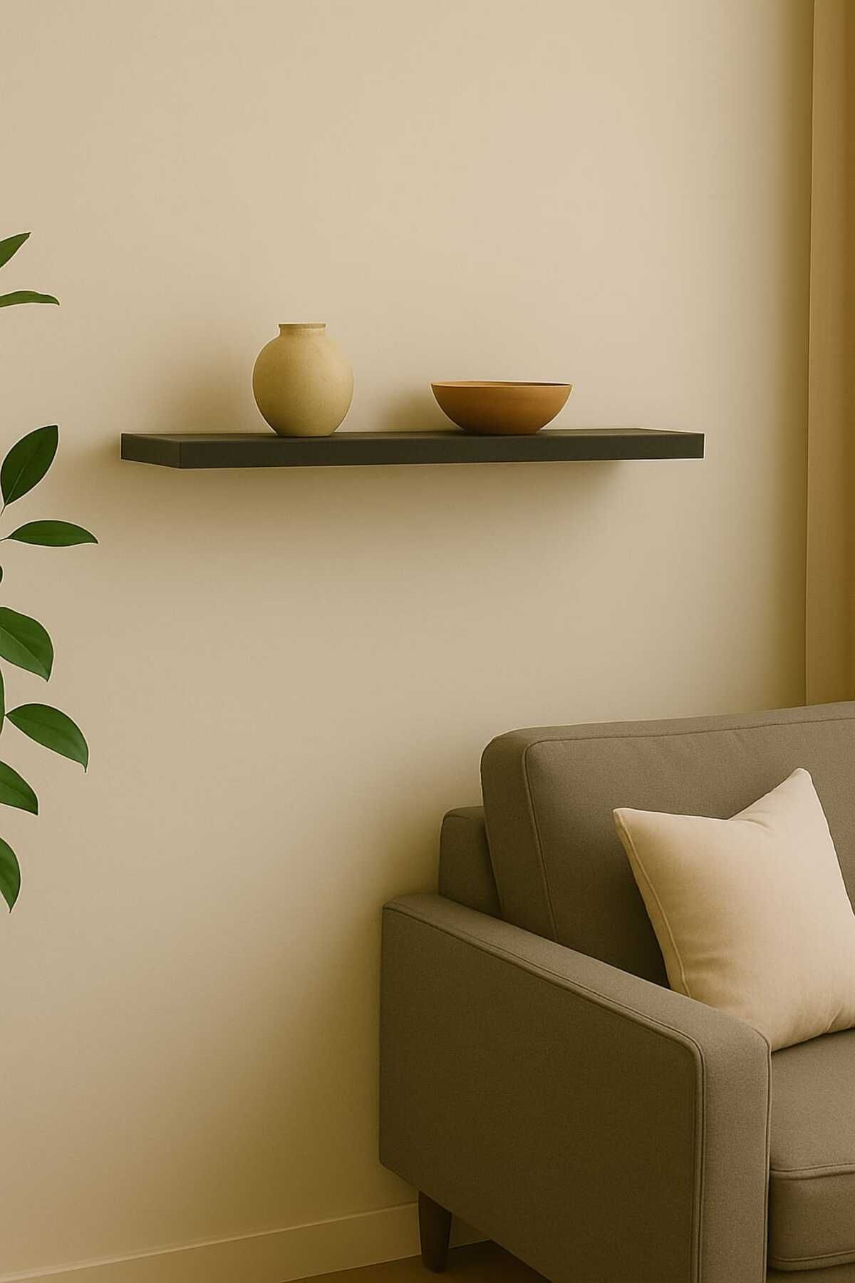 yankı-byeg 50 Cm Mat Siyah Mdf Uçan Duvar Rafı Gizli Bağlantı Kitaplık