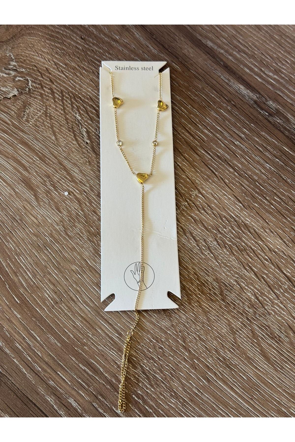misstakıjewerly ÇELİK GOLD RENK TAŞLI KALPLİ ŞAHMERAN