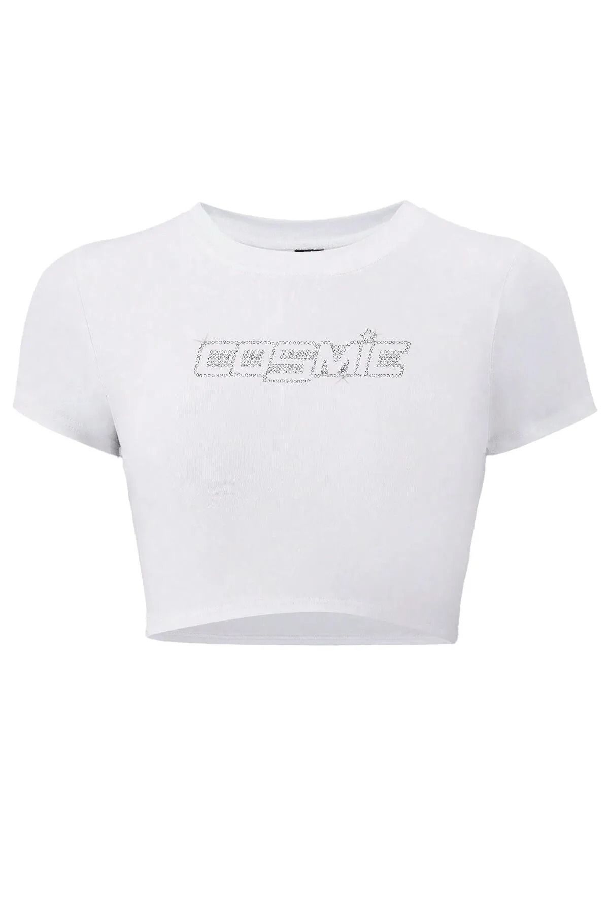Bozz&Bozz Collection Kadın Kristal Taş Baskılı Cosmic Crop T-shirt