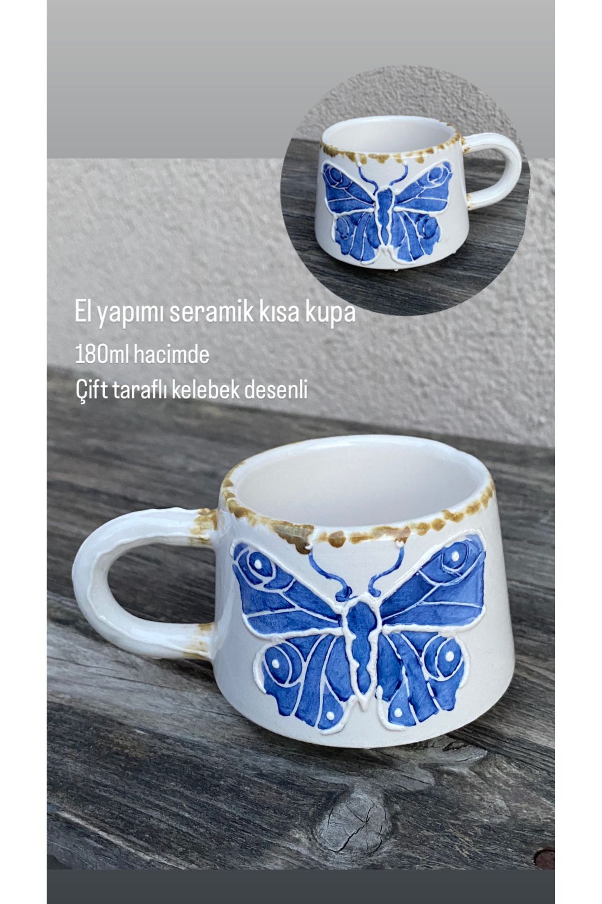 Gesto seramik Mavi kelebek fincan