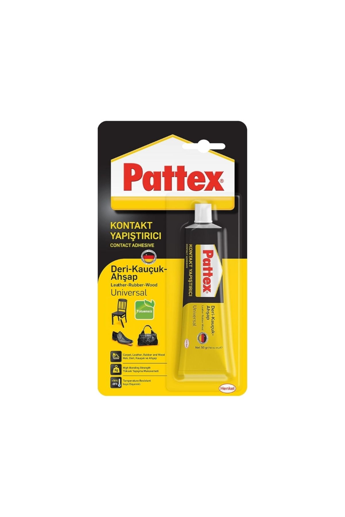 Pattex Yapıştırıcı, Deri, Kauçuk ve Ahşap İçin, 50 gr, Hızlı Kururma