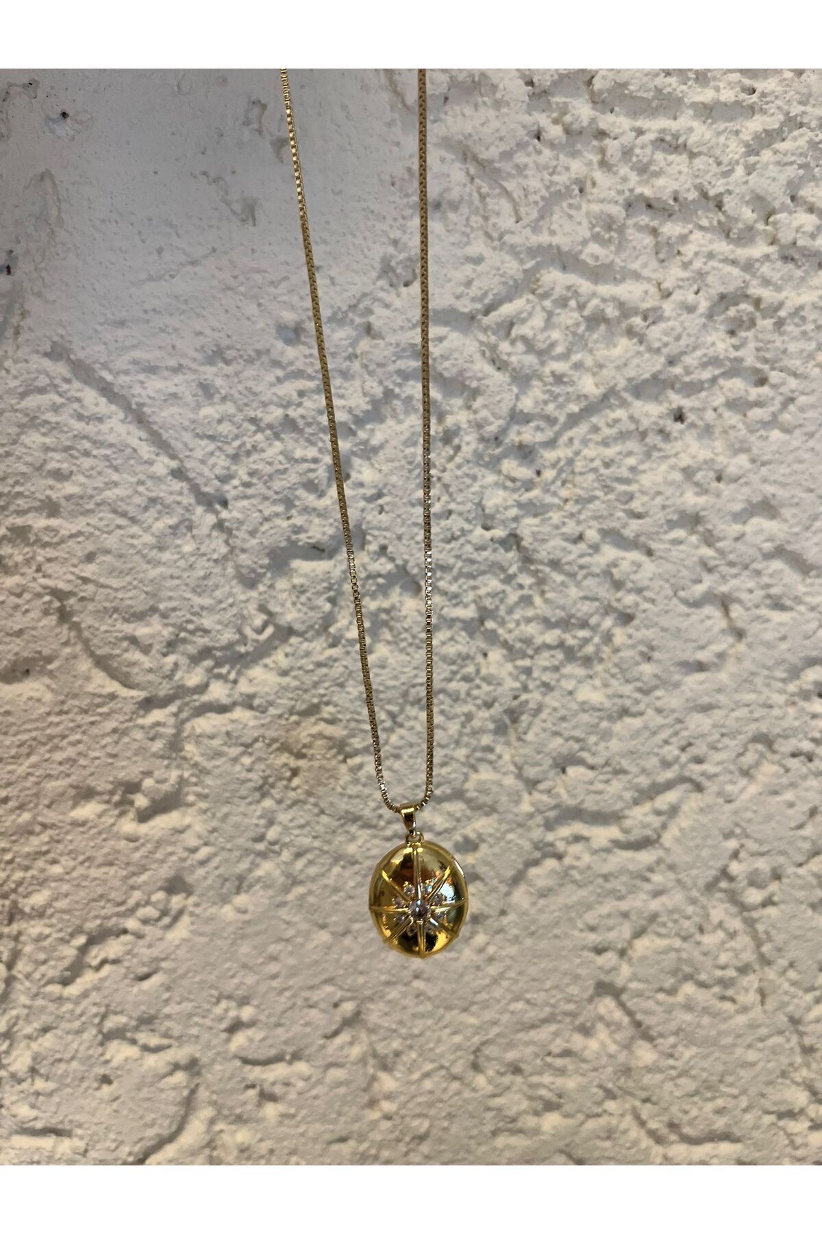 BeGa store Kadın çelik madalyon fotoğraf koyulabilen gold kolye