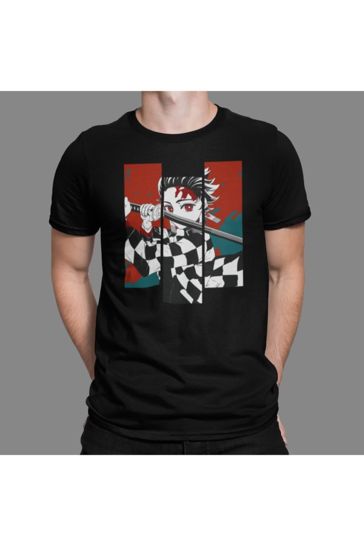 Pisa Art Anime Demon Slayer Tshirt Bisiklet Yaka
