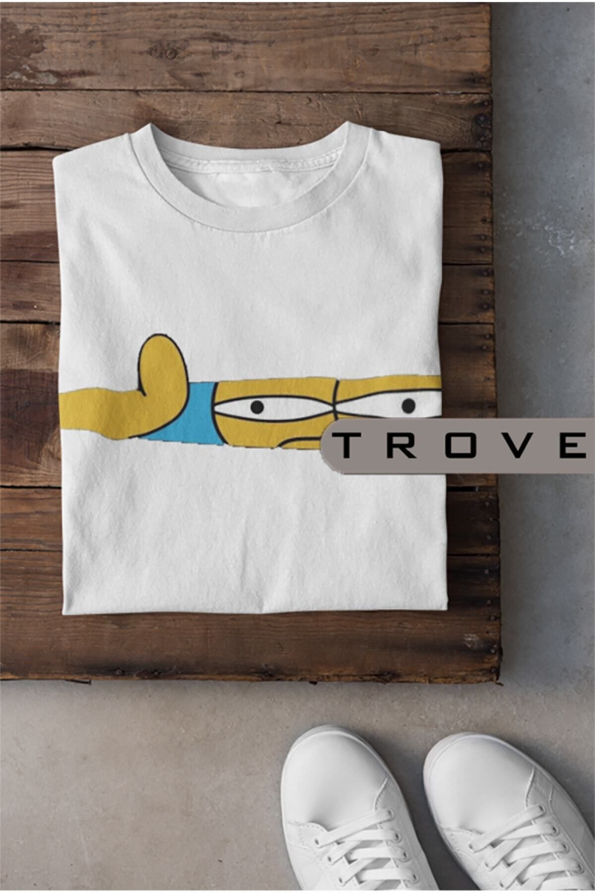 Pisa Art Unısex Kadın Erkek Sımpsonlar Görev Takip %100 Pamuk Baskılı Siyah Beyaz T-shirt