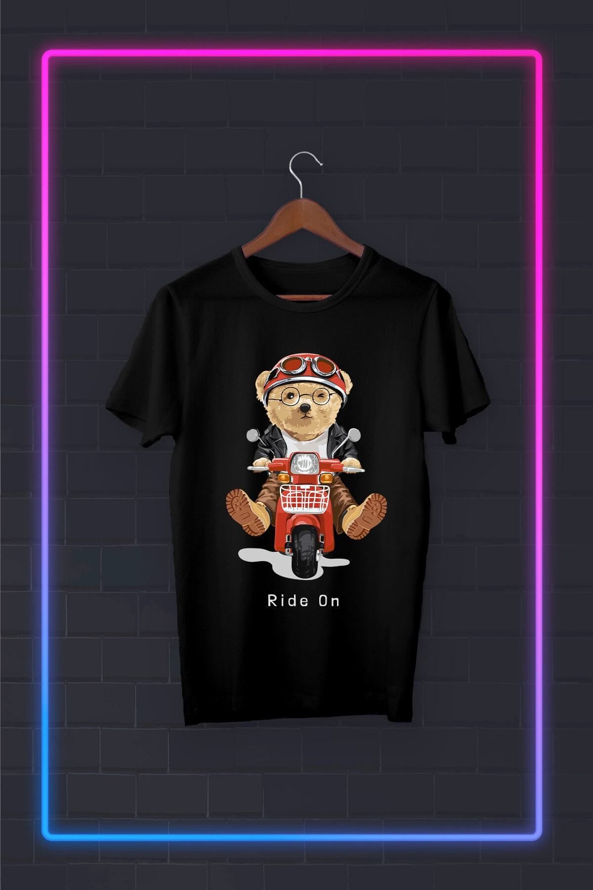 Pisa Art Siyah -tedi Ride On- Vip Tasarım Tshirt