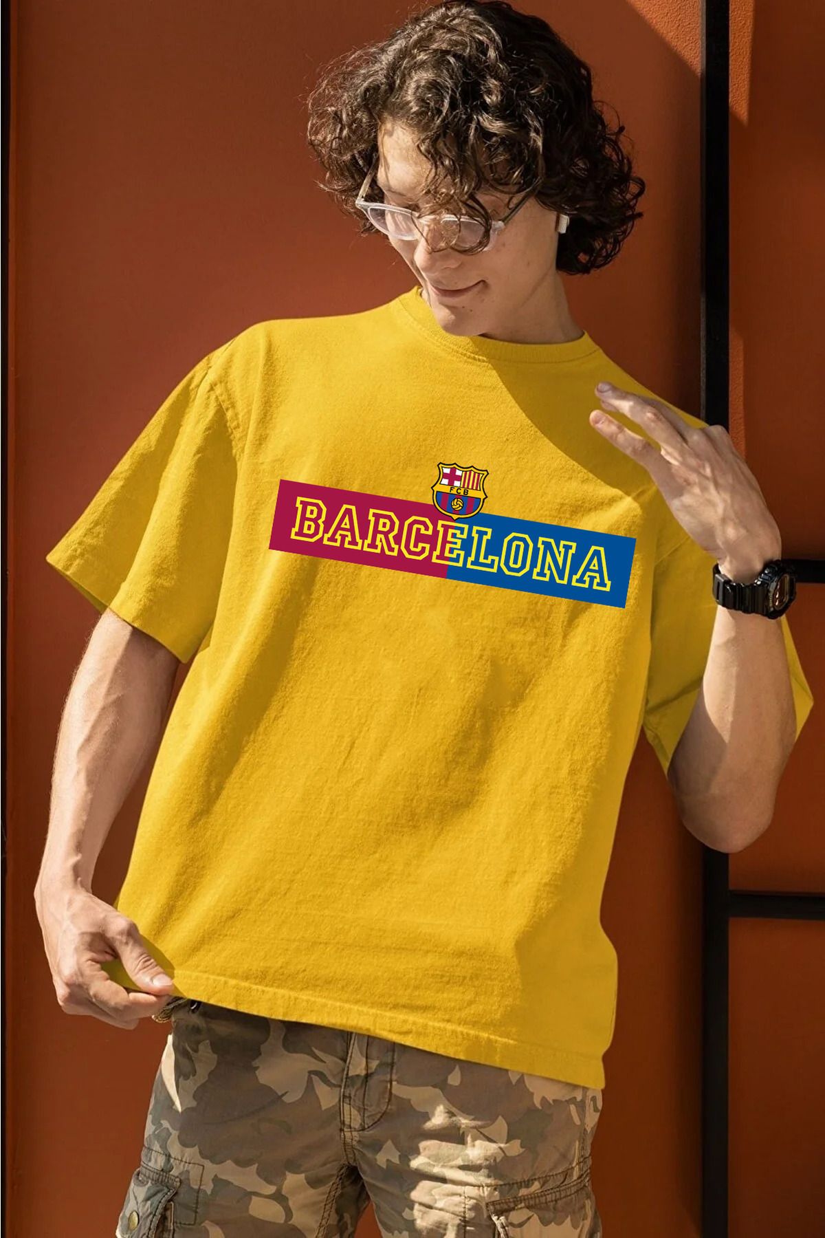 Pisa Art Barcelona Sarı Oversize T-shirt