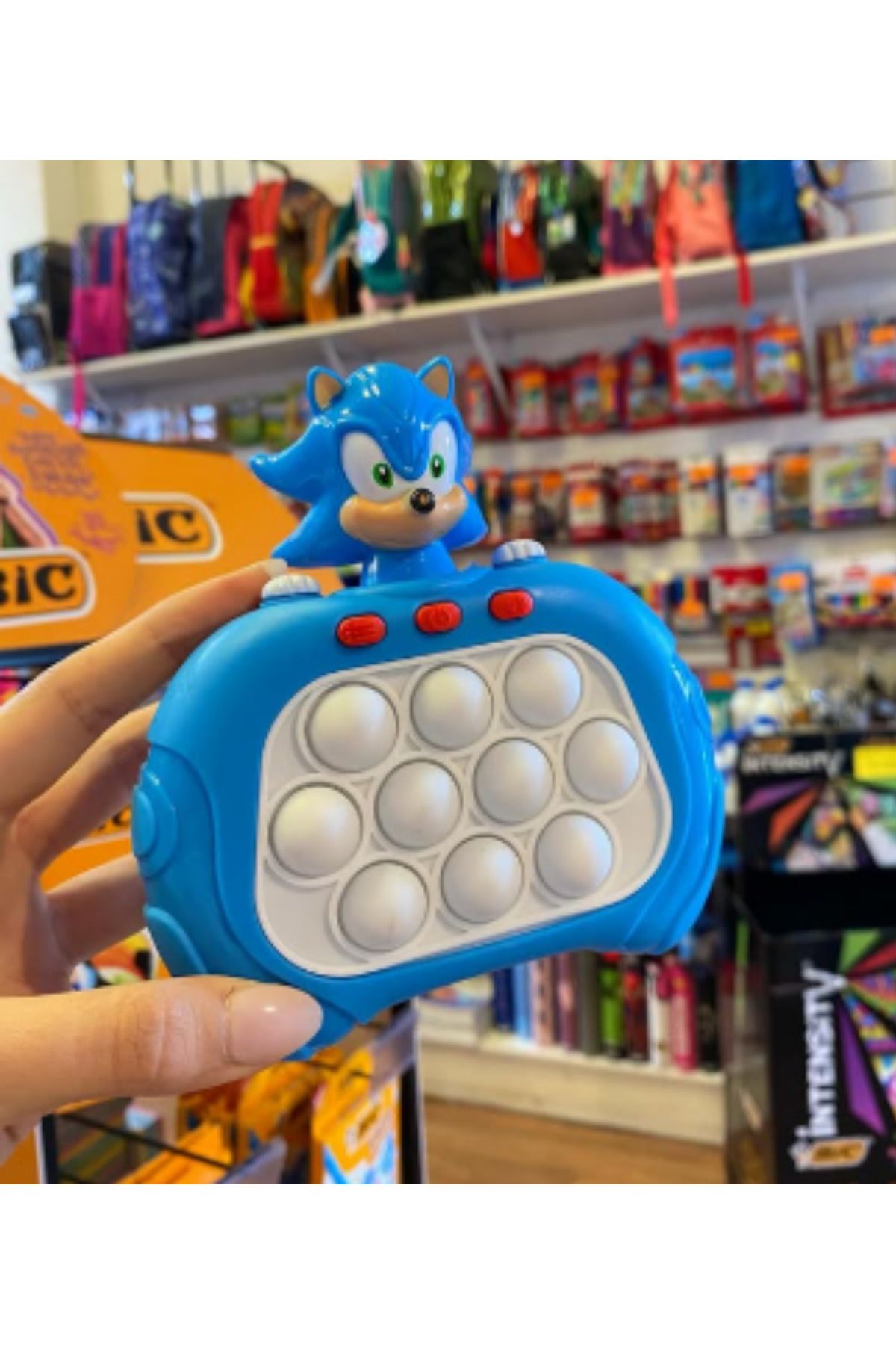 LRS STORE Pilli Popit Işıklı Sesli Sonic Figür İtme Patlatma Oyunu Dekompresyon Oyuncak Pop İt