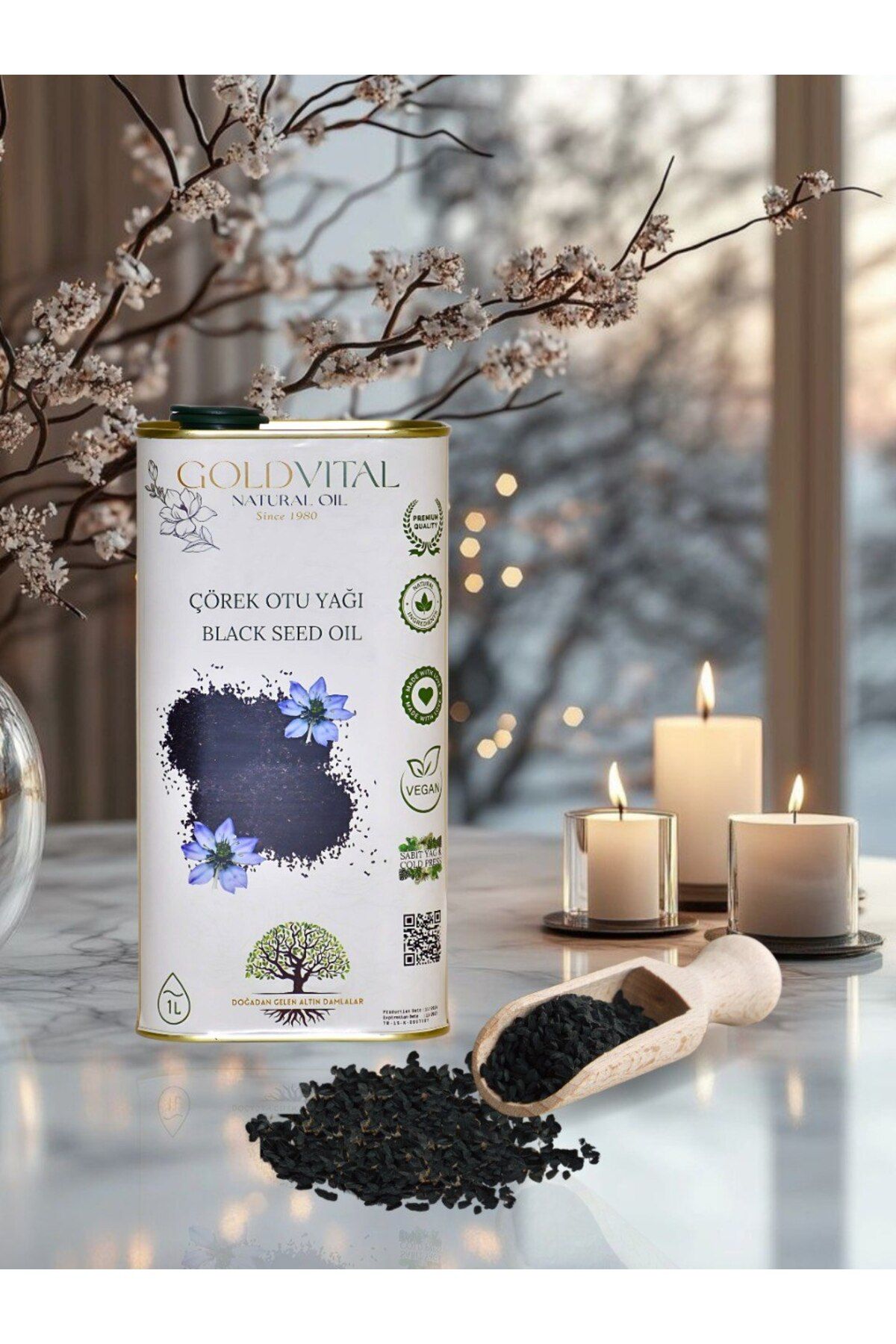 GOLD VİTAL SHOP ÇÖREKOTU YAĞI 1 LT - SOĞUK SIKIM, SAF & DOĞAL ÜRÜN