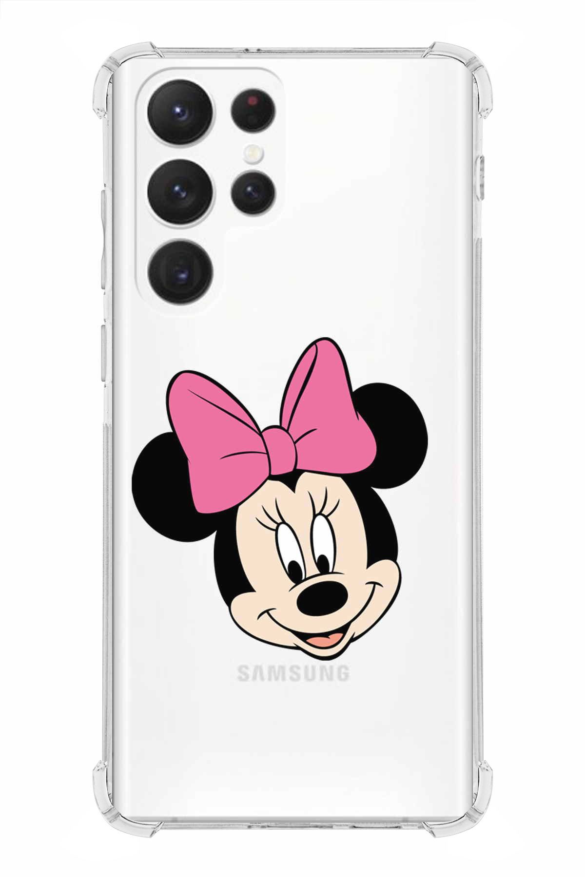 PrintiFy Samsung Galaxy S23 Ultra ile Uyumlu Köşe Korumalı Antişok Kapak Minnie Mouse Tasarımlı Kılıf