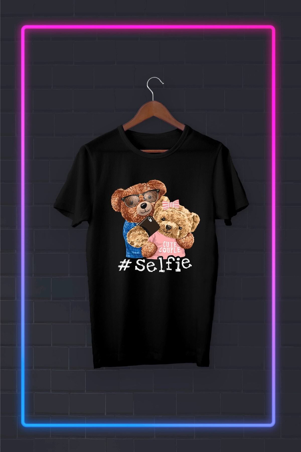 Pisa Art Siyah -tedi Selfie- Vip Tasarım Tshirt