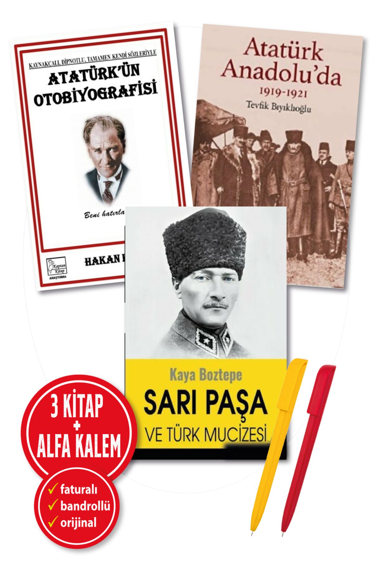 Destek Yayınları Alfa Kalem+Hakan Karcı 3Kitap(Atatürk'ün Otobiyografisi+Atatürk Anadolu’da+SarıPaşa ve TürkMucizesi)