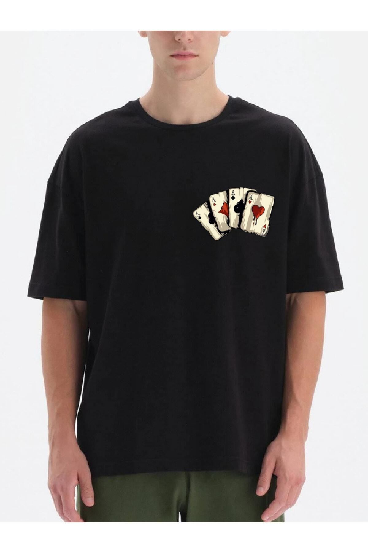 Pisa Art Iskambil Asları Baskılı Siyah Oversize Erkek Tshirt