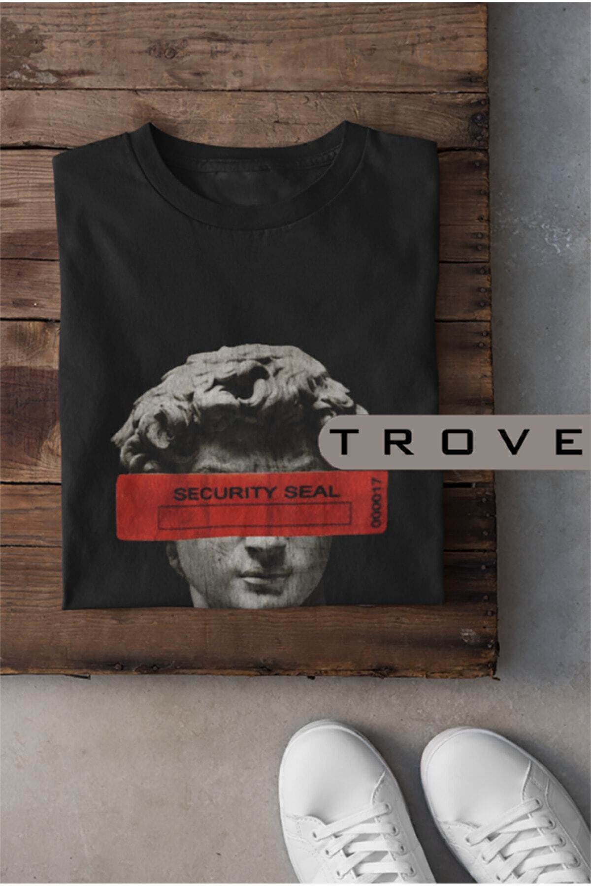Pisa Art Unısex Kadın Erkek Mitoloji Tanrı Sansür %100 Pamuk Baskılı Siyah Beyaz T-shirt