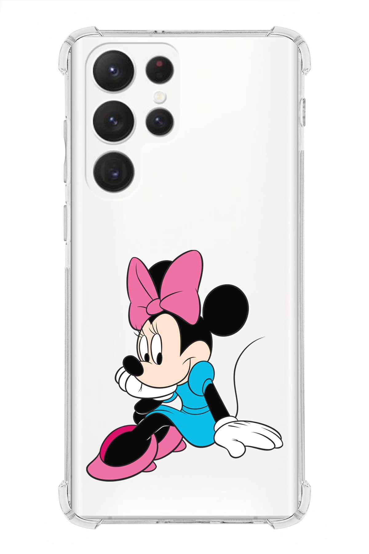 PrintiFy Samsung Galaxy S23 Ultra ile Uyumlu Köşe Korumalı Antişok Kapak Minnie Mouse Tasarımlı Kılıf