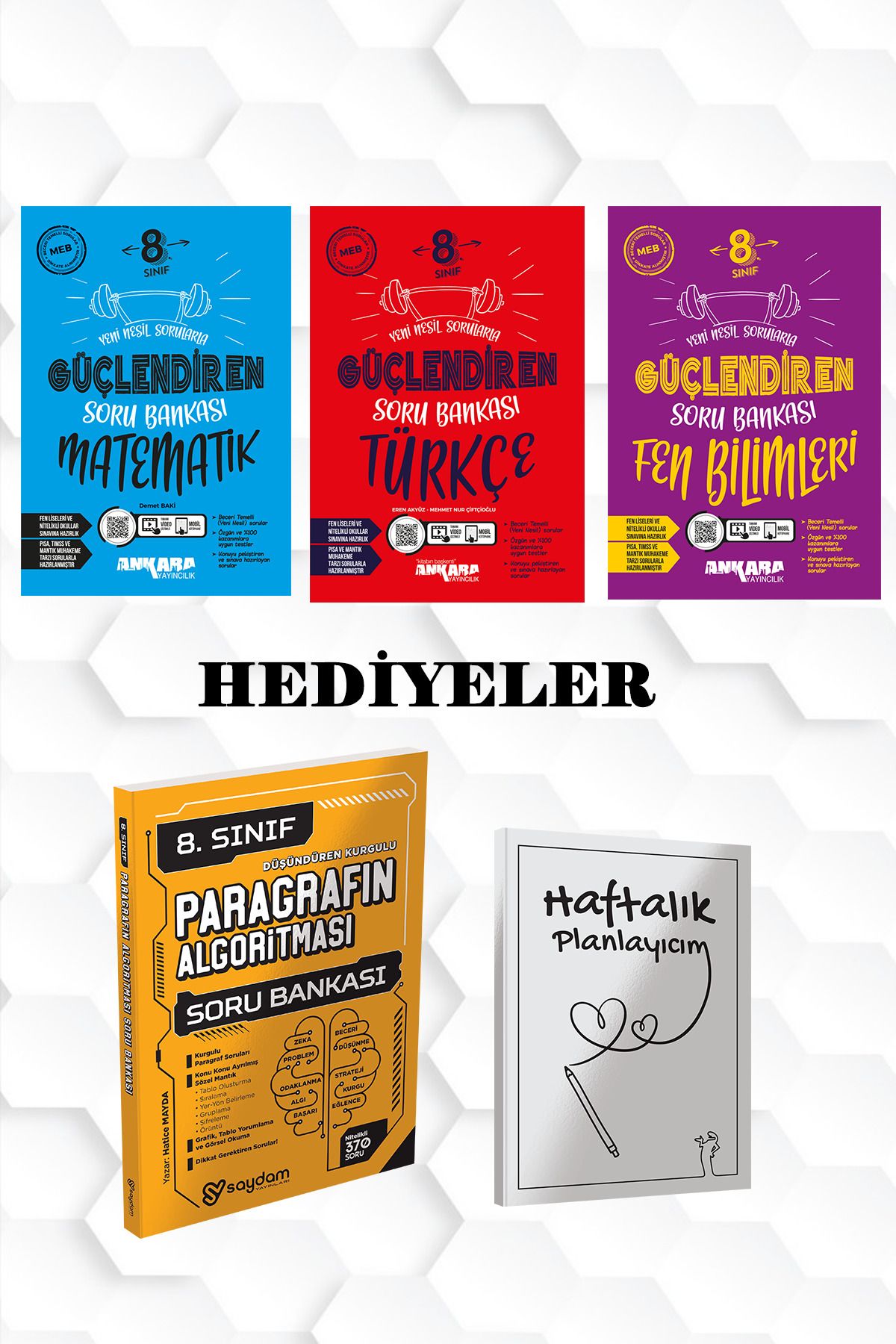 Saydam Yayınları ANKARA YAY-MATEMATİK,TÜRKÇE,FEN BİLİMLERİ GÜÇLENDİREN SORU BANKALARI VE SAYDAM PARAGRAF SORU B.