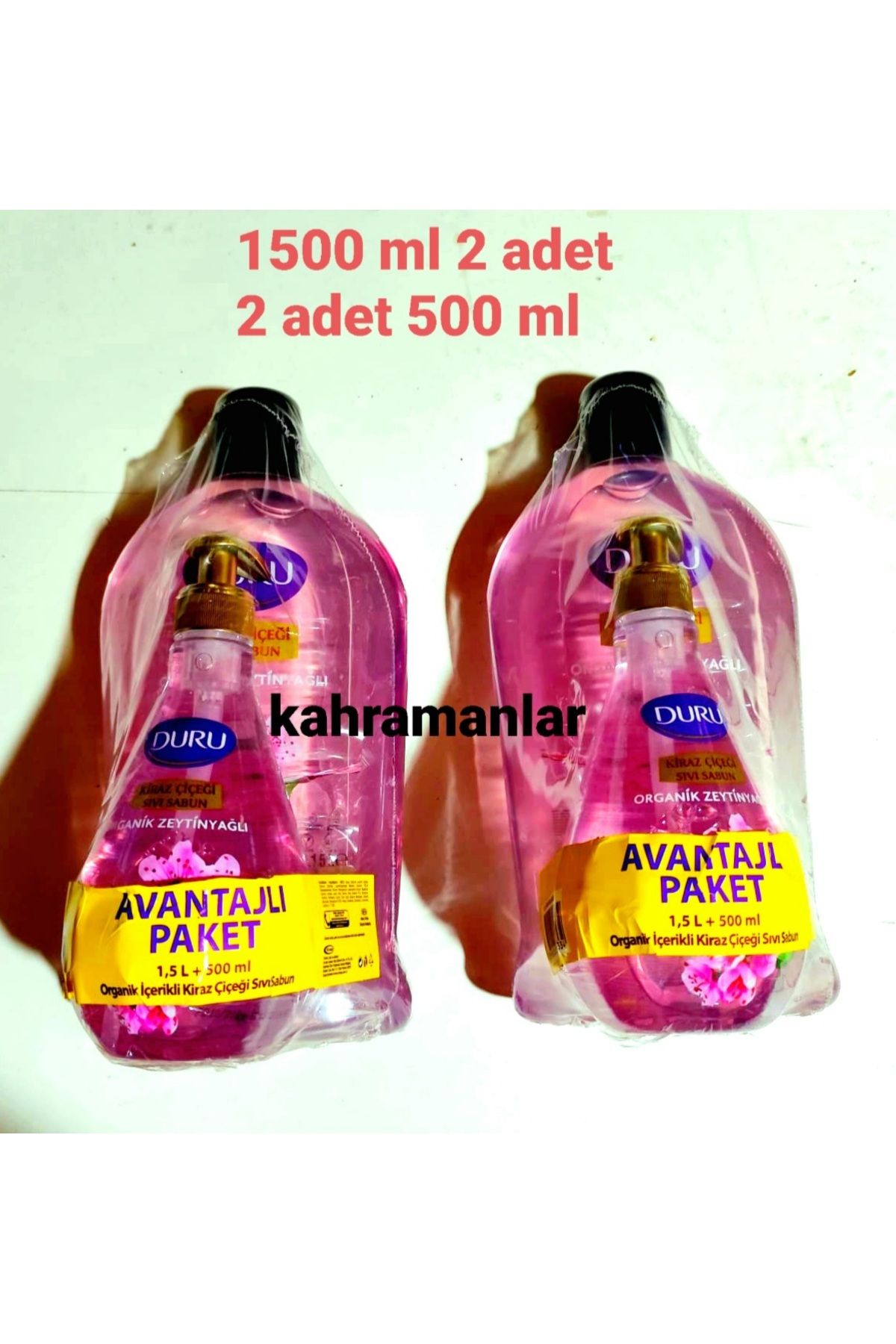 YEŞİLLİ STORE El sabunu Organik kiraz çiçeği güzel kokulu sıvı sabun1500ml+500 2 adet