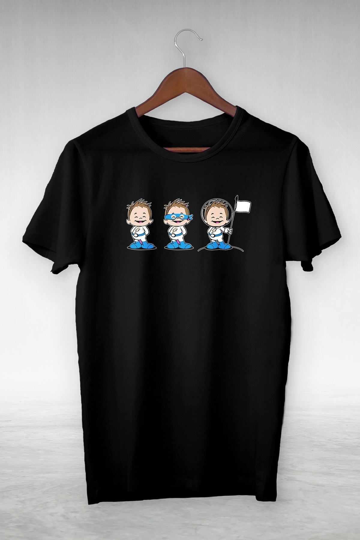 Pisa Art Siyah -astronaut Kıds- Vip Tasarım Tshirt