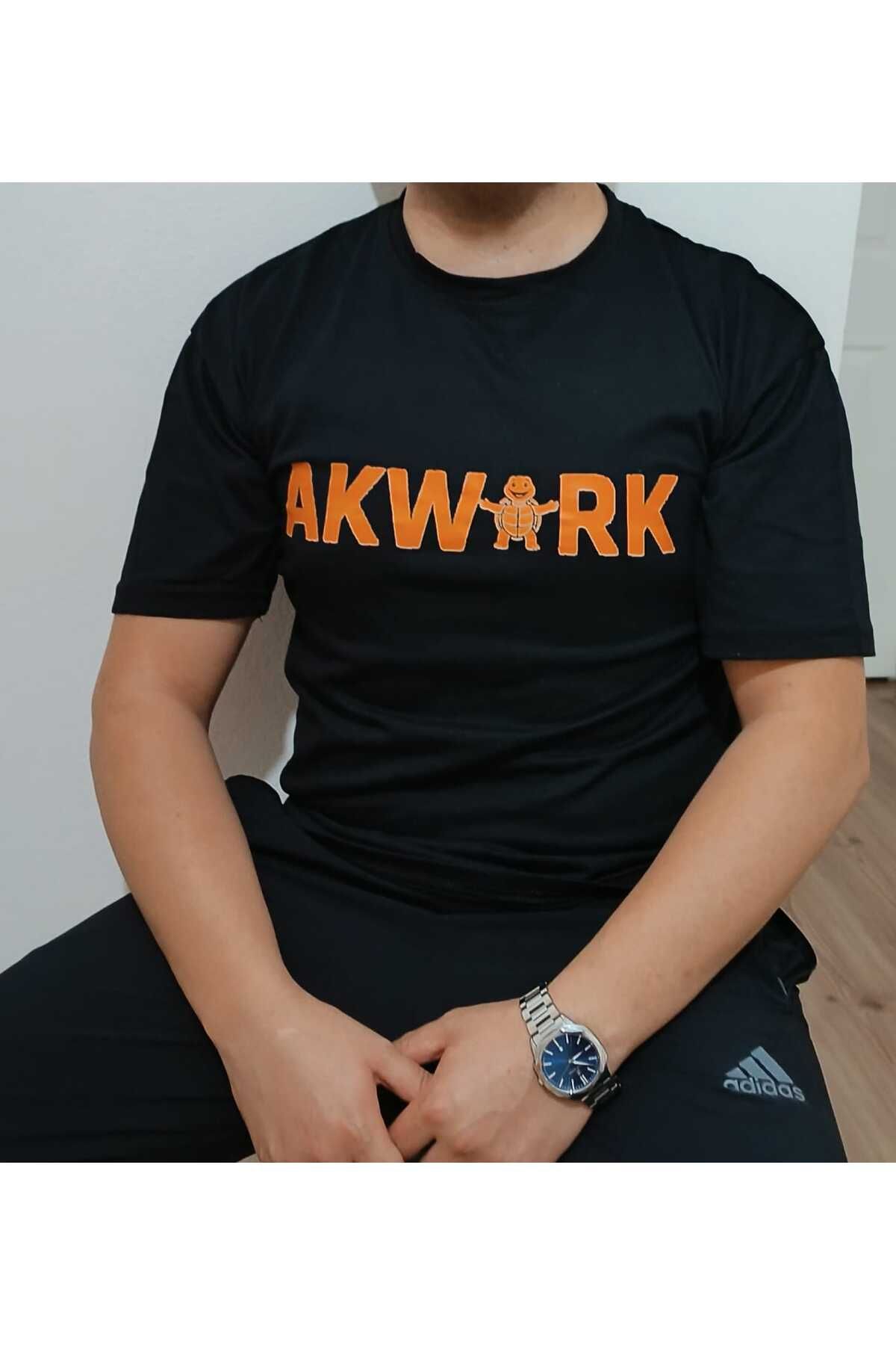 shop BİSİKLET YAKA OVERSİZE AKWORK BASKILI T-SHİRT