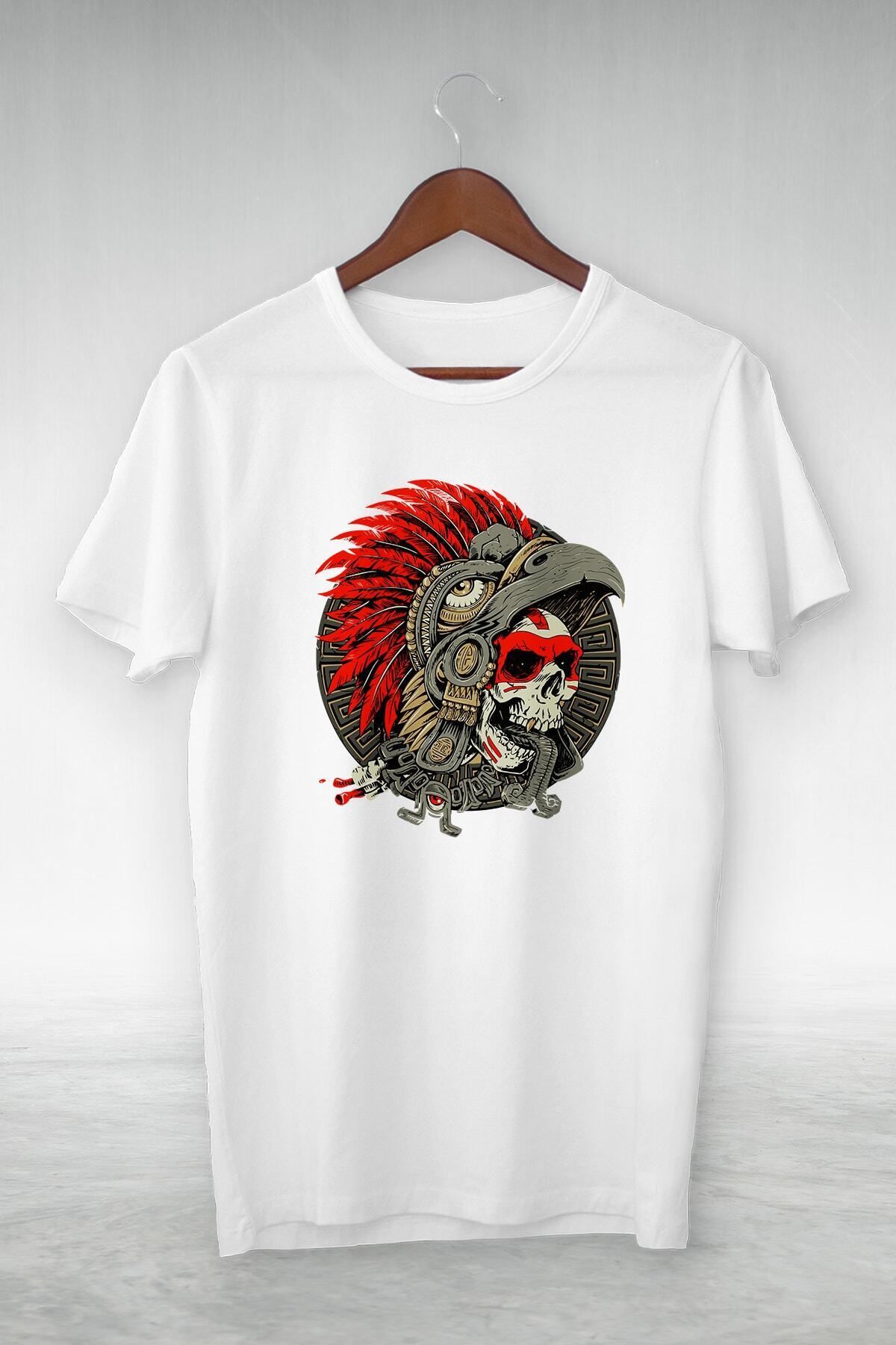 Pisa Art Beyaz -red Skın Skull- Vip Tasarım Tshirt