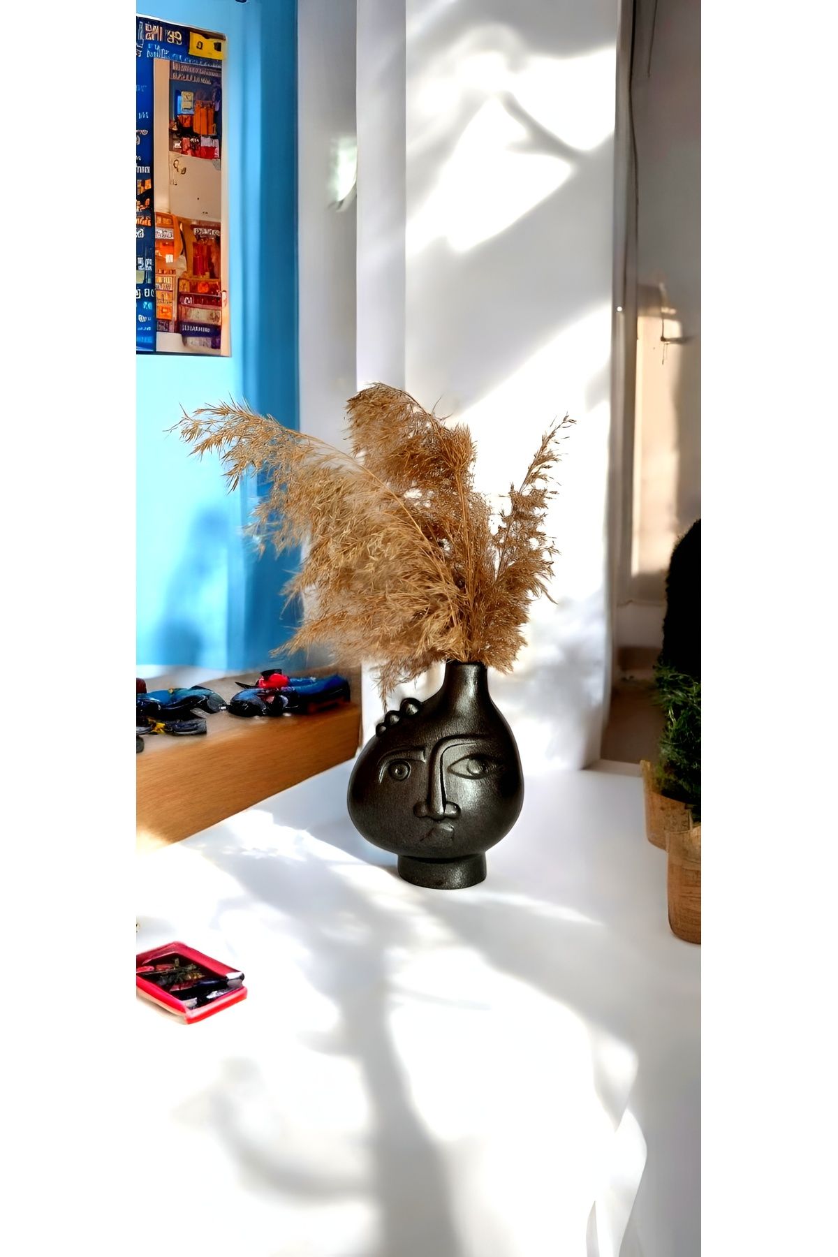 rubbyhome yüz desenli dekoratif vazo