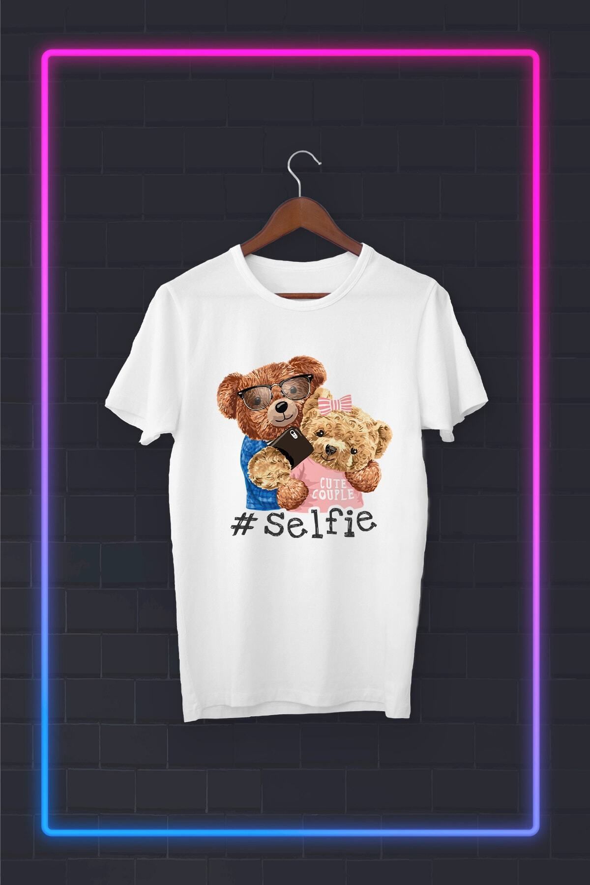 Pisa Art Beyaz -tedi Selfie- Vip Tasarım Tshirt