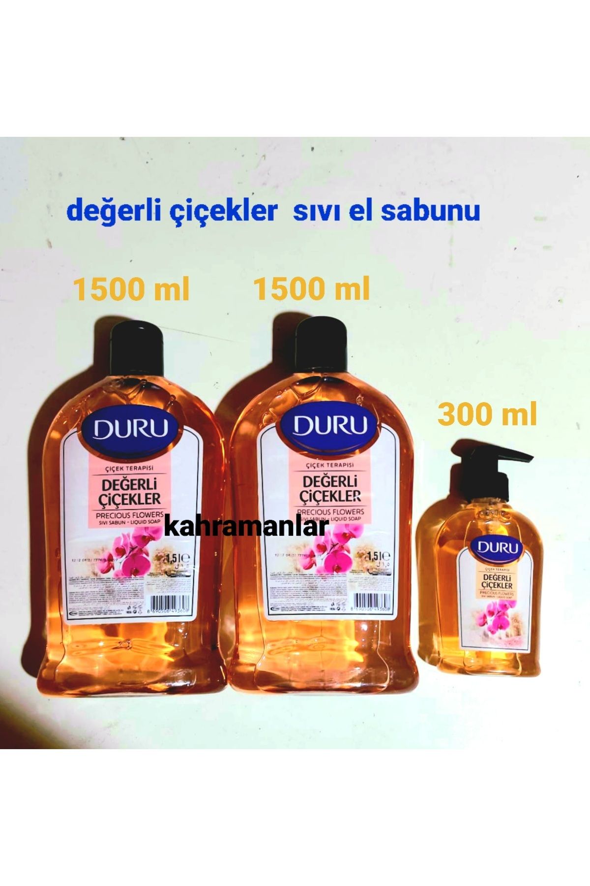 YEŞİLLİ STORE Değerli çiçek sıvı sabun 1500ml ×2 adet ve 1adet 300ml