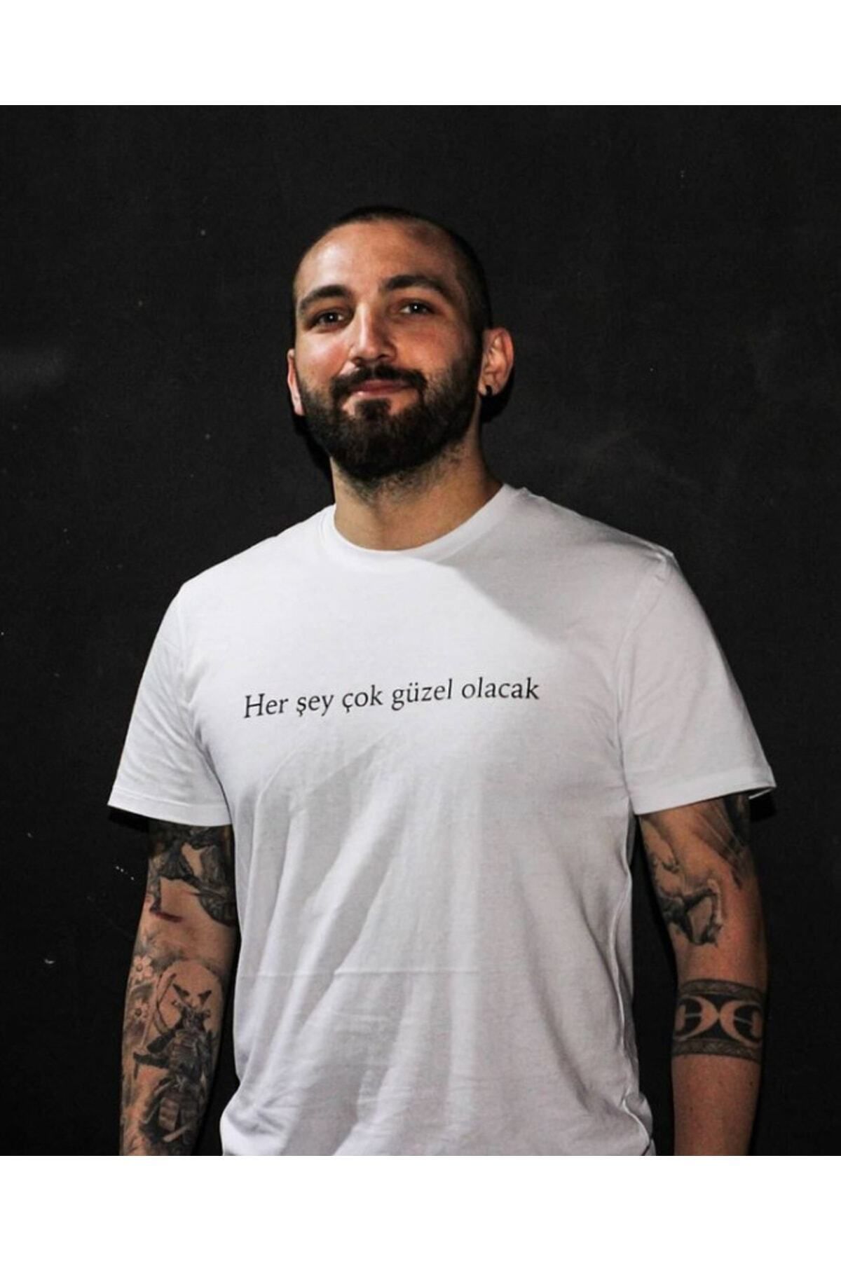 Pisa Art Unisex Her Şey Çok Güzel Olacak Baskılı Beyaz Tshirt Ekrem Immoğlu