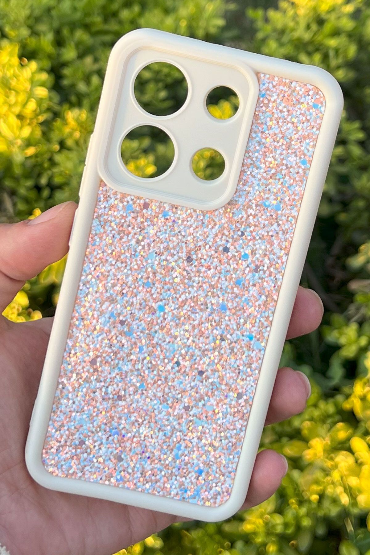 CEPSTOK Xiaomi Redmi Note 13 4G Kılıf Taşlı Işıltılı Darbe Önleyici Silikon Kapak