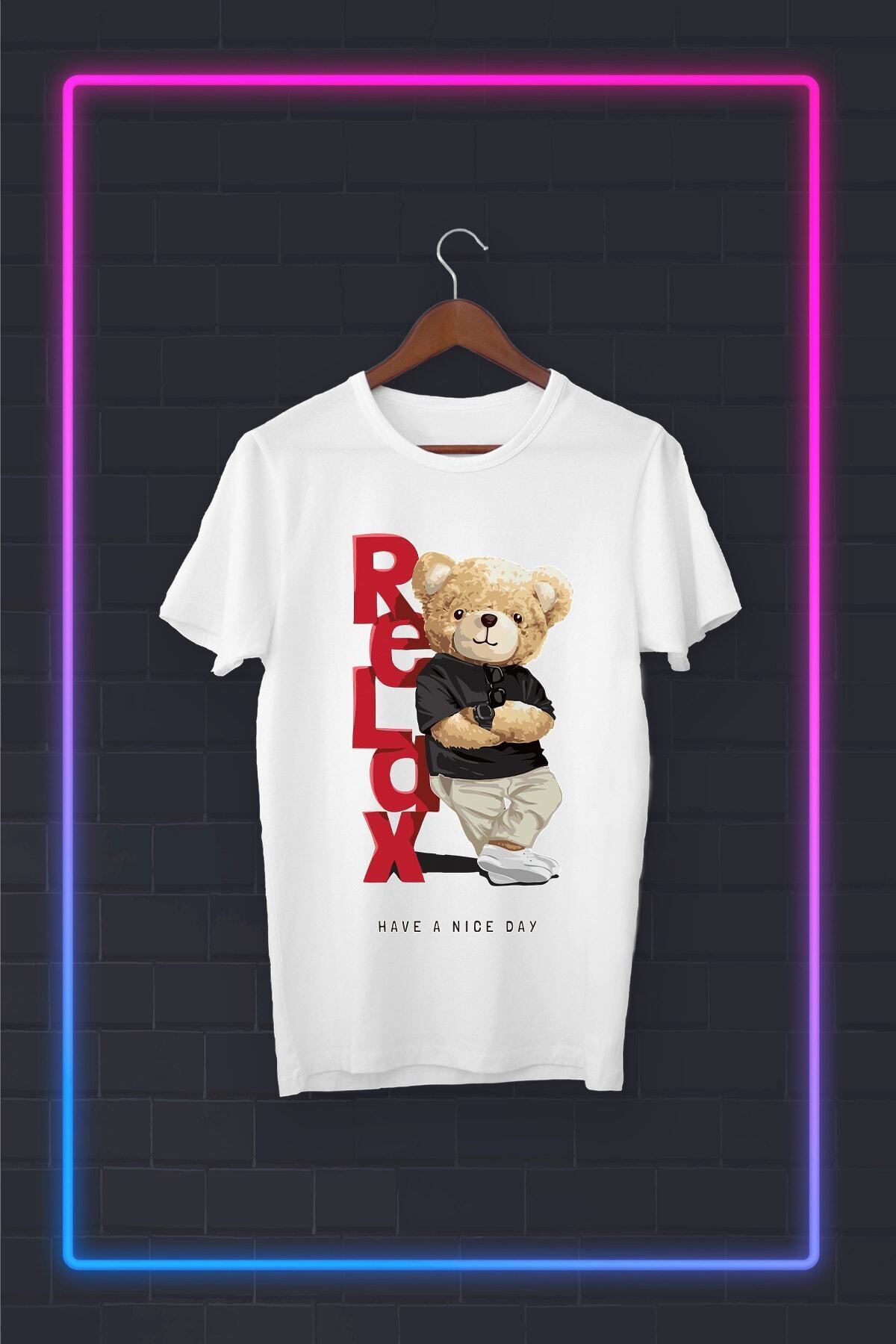 Pisa Art Unisex Beyaz -tedi Relax- Vip Tasarım Tshirt