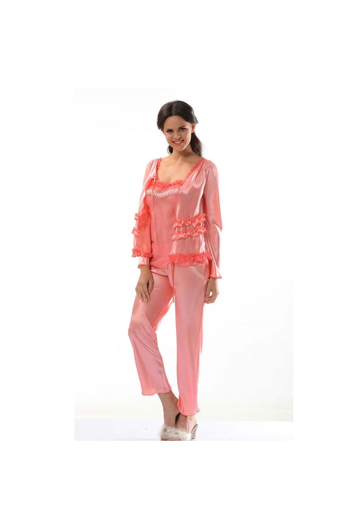 Narnuga Nar Çiçeği Saten Pijama Takımı - 1413