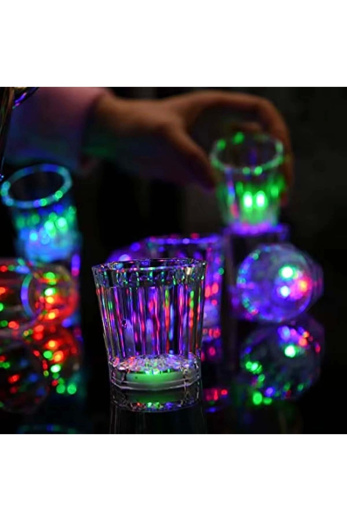 OurStyles LED Işıklı Eğlence Bardakları - 3 Modlu Renk Değiştiren Bardak 12 Adet
