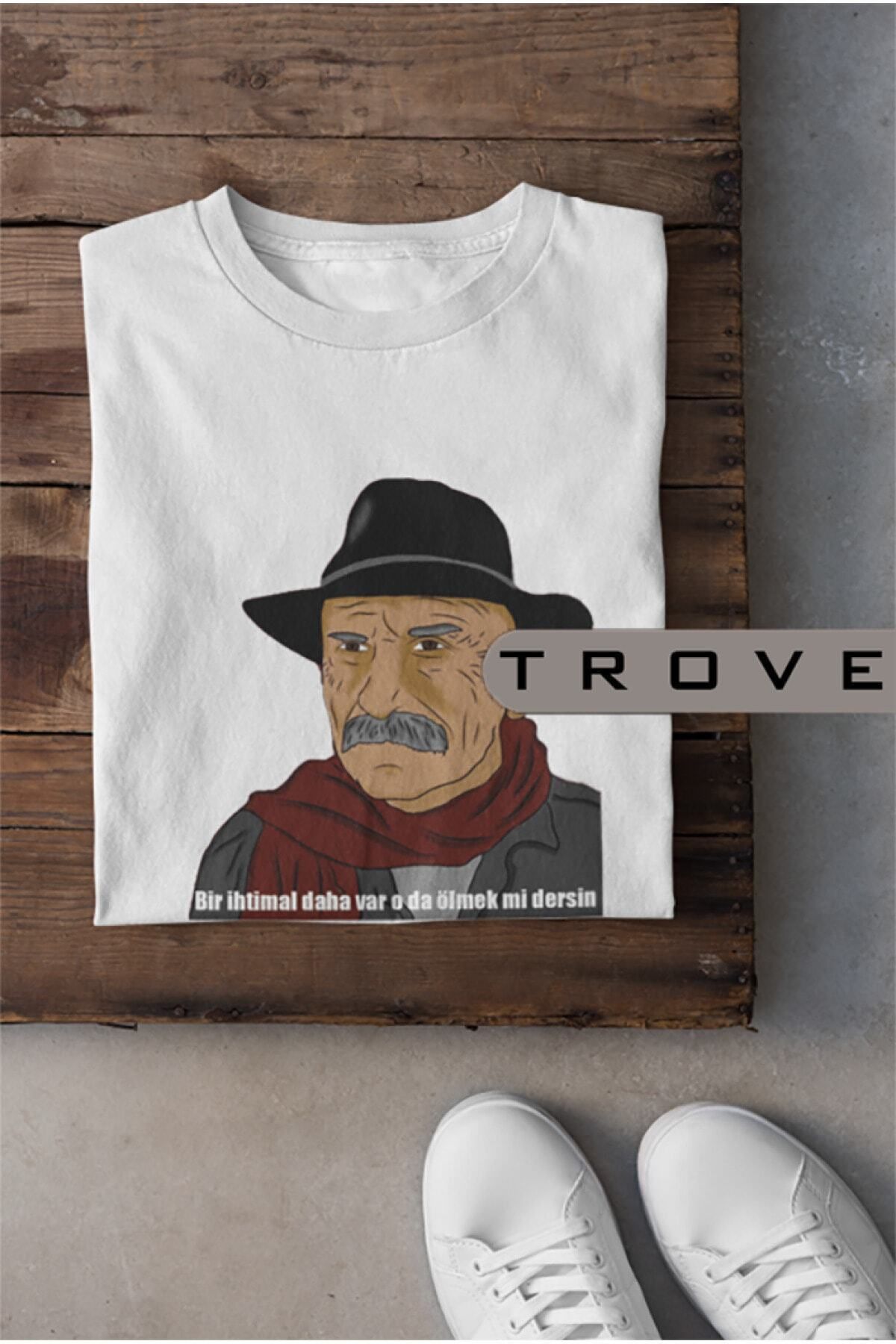 Pisa Art Unısex Kadın Erkek Ramiz Dayı Bir Ihtimal Daha Var %100 Pamuk Baskılı Siyah Beyaz T-shirt