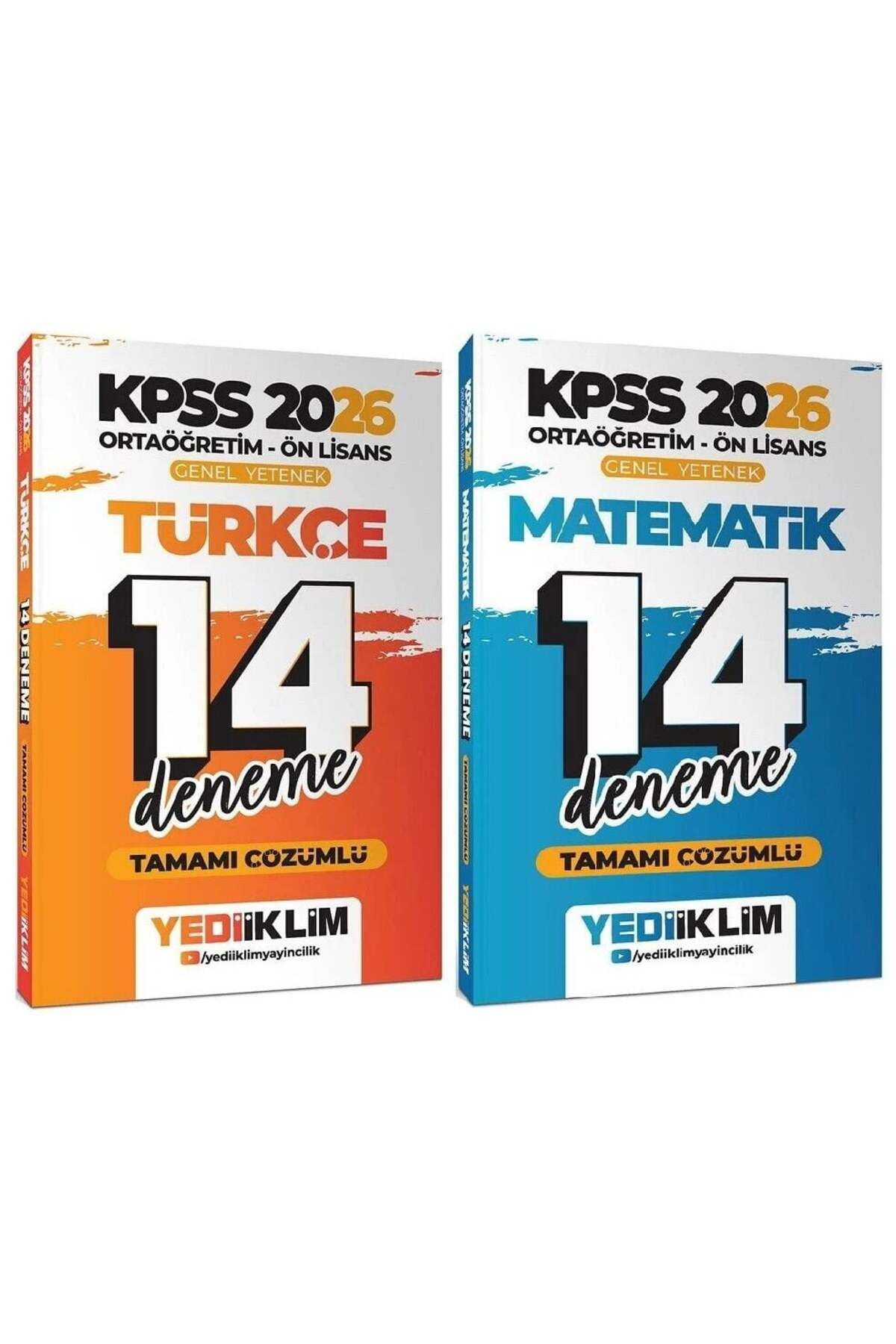 Garantör Akademi Yediiklim 2026 Bas. KPSS Lise Ön Lisans Türkçe+Matematik 14+14 Den 2 li Set