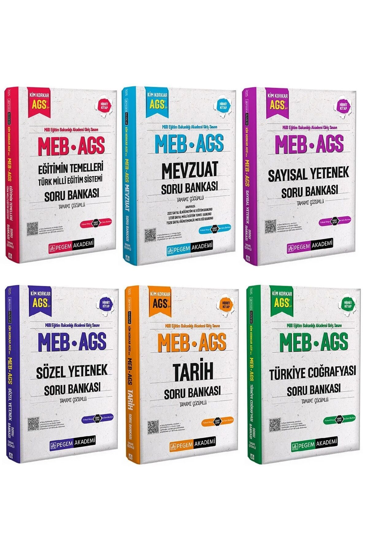 Makro Kitabevi Yayınları Pegem 2025 Baskı MEB-AGS Tüm Dersler Soru Bankası 6 lı Set