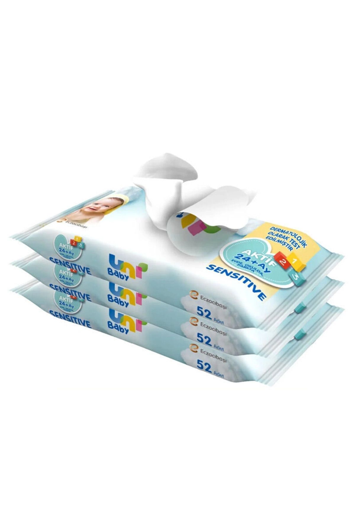 NW NessiWorld Uni Baby Aktif Sensitive Islak Havlu Mendil 3Lü 156 Yaprak