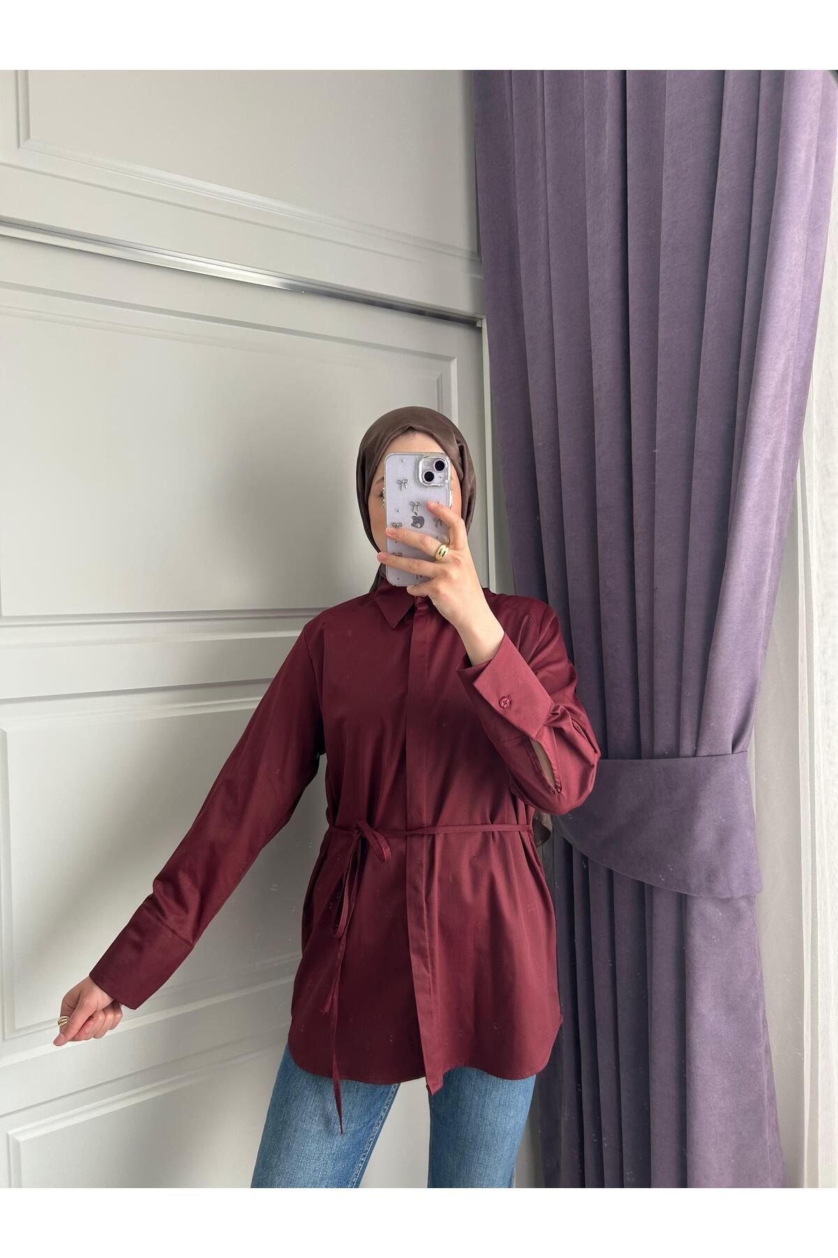 maestrowomen Belden Bağlamalı Poplin Gömlek