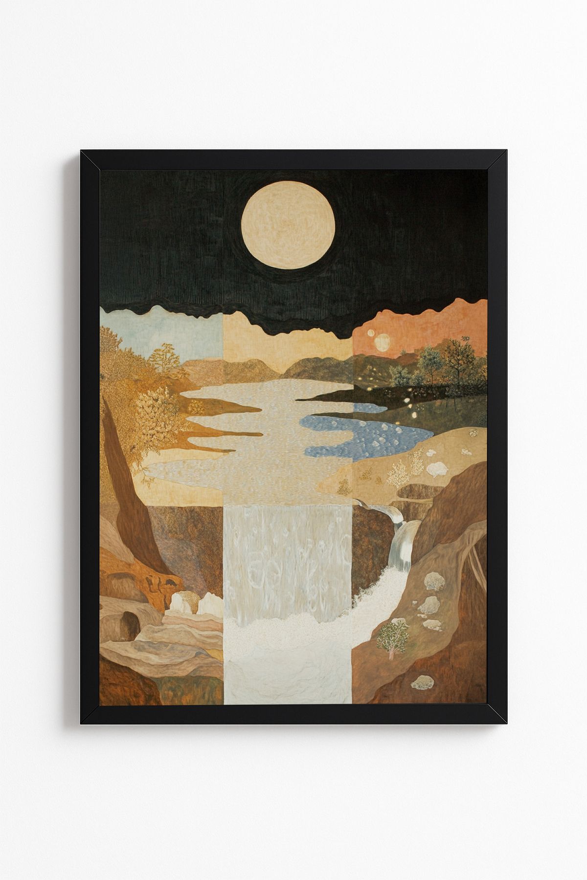 Patte Ay Işığında Sessizlik – Doğa Temalı Minimalist Poster- Çerçevesiz Duvar Poster Yüksek Kaliteli Tablo